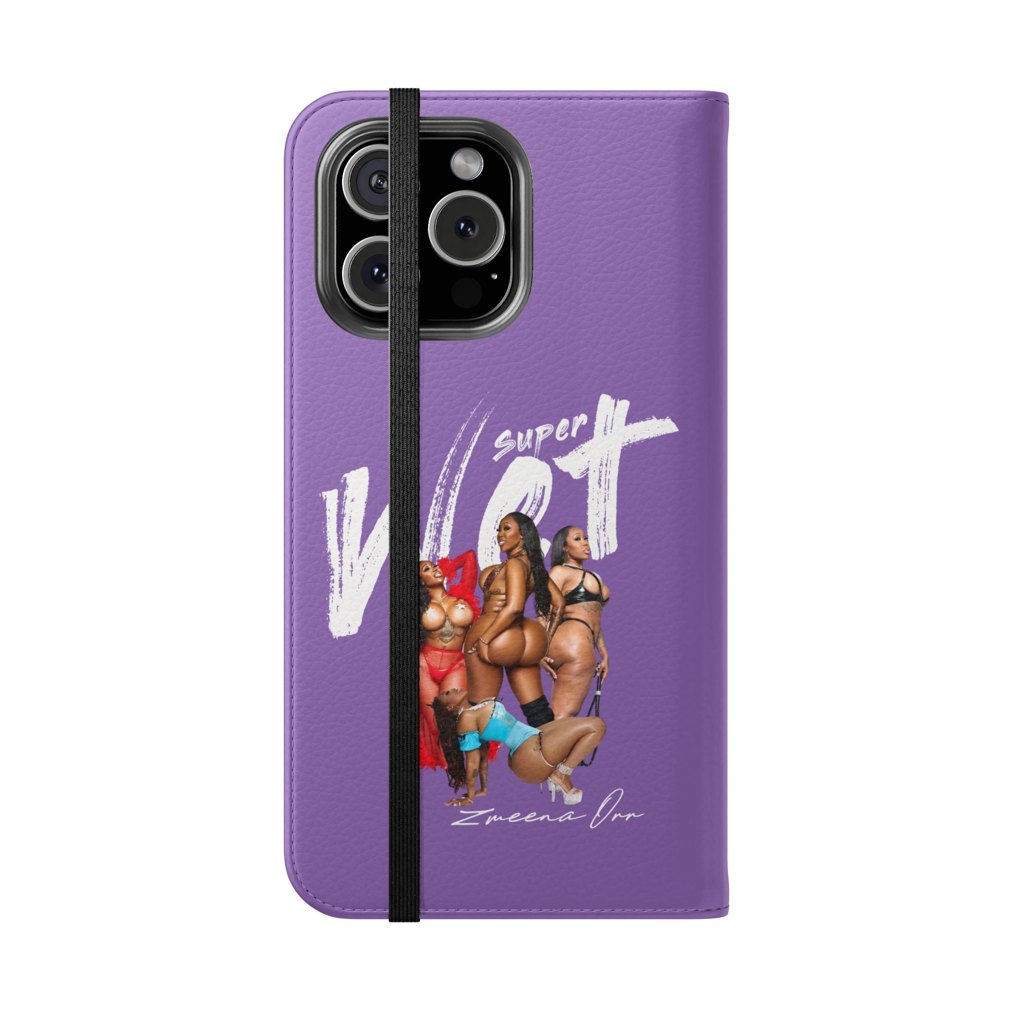 Purple Personalized Flip Phone Case – "Super Wet" Graphic & Name (Tamena)