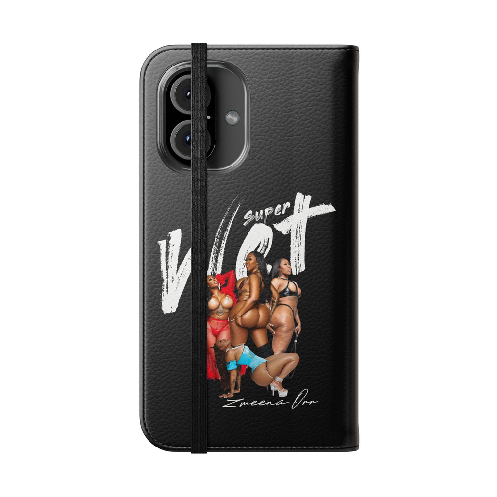 Black Personalized Flip Phone Case – "Super Wet" Graphic & Name (Tamena)