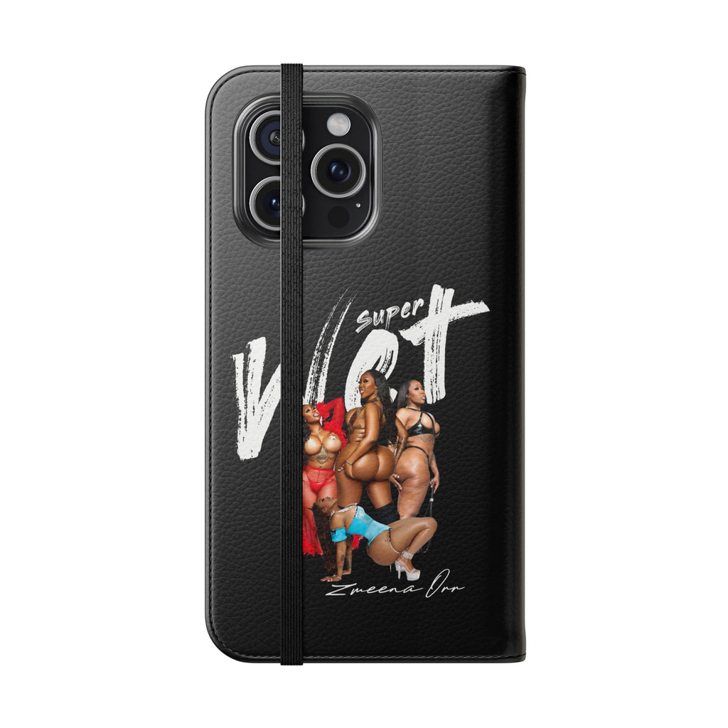 Black Personalized Flip Phone Case – "Super Wet" Graphic & Name (Tamena)