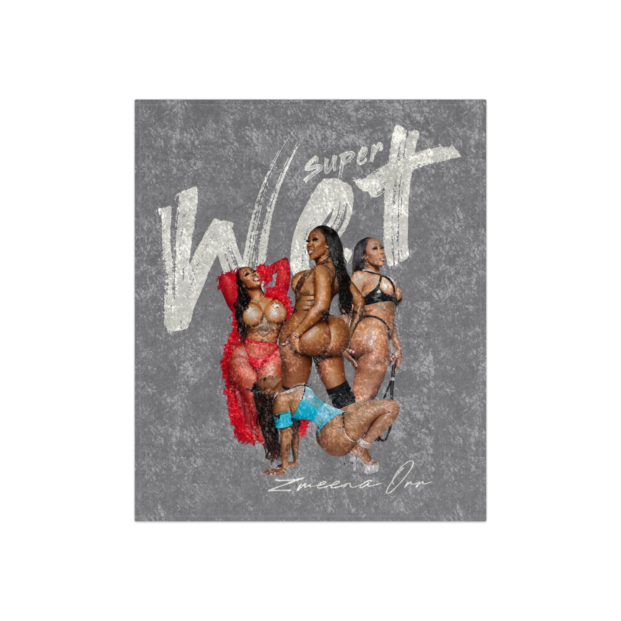 ZEE Crushed Velvet Blanket — 'Super WET' Bikini Pin-Up Design