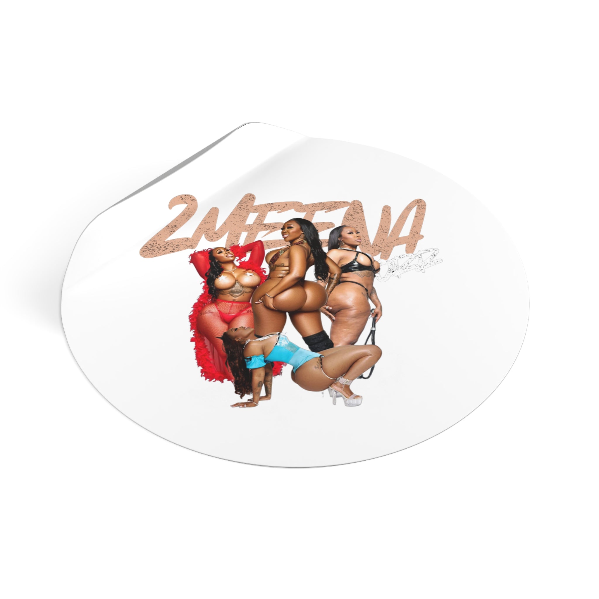 Round Vinyl Sticker — 2METINA Pin-Up Baddie Crew Graphic