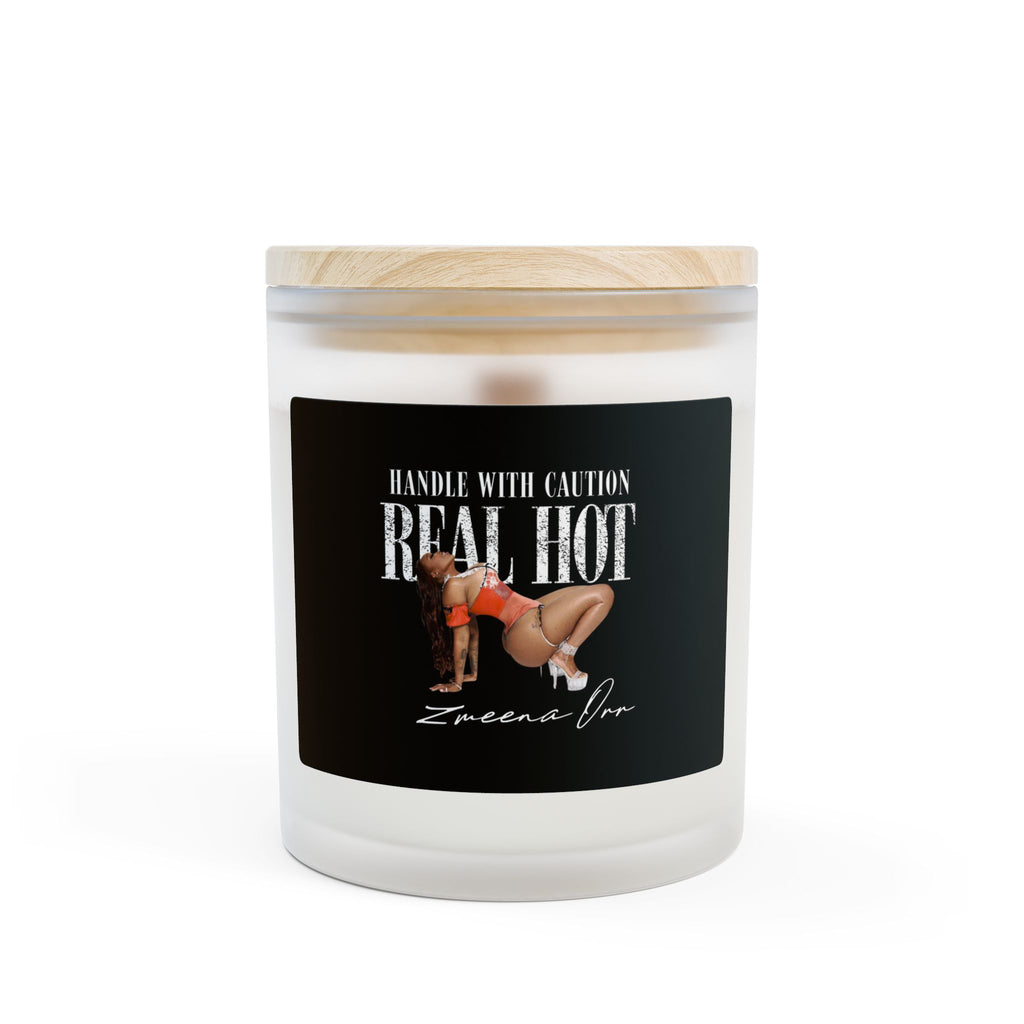 Black Label Frosted Glass Candle — Bold Pinup Illustration Scented Soy Candle, 11oz