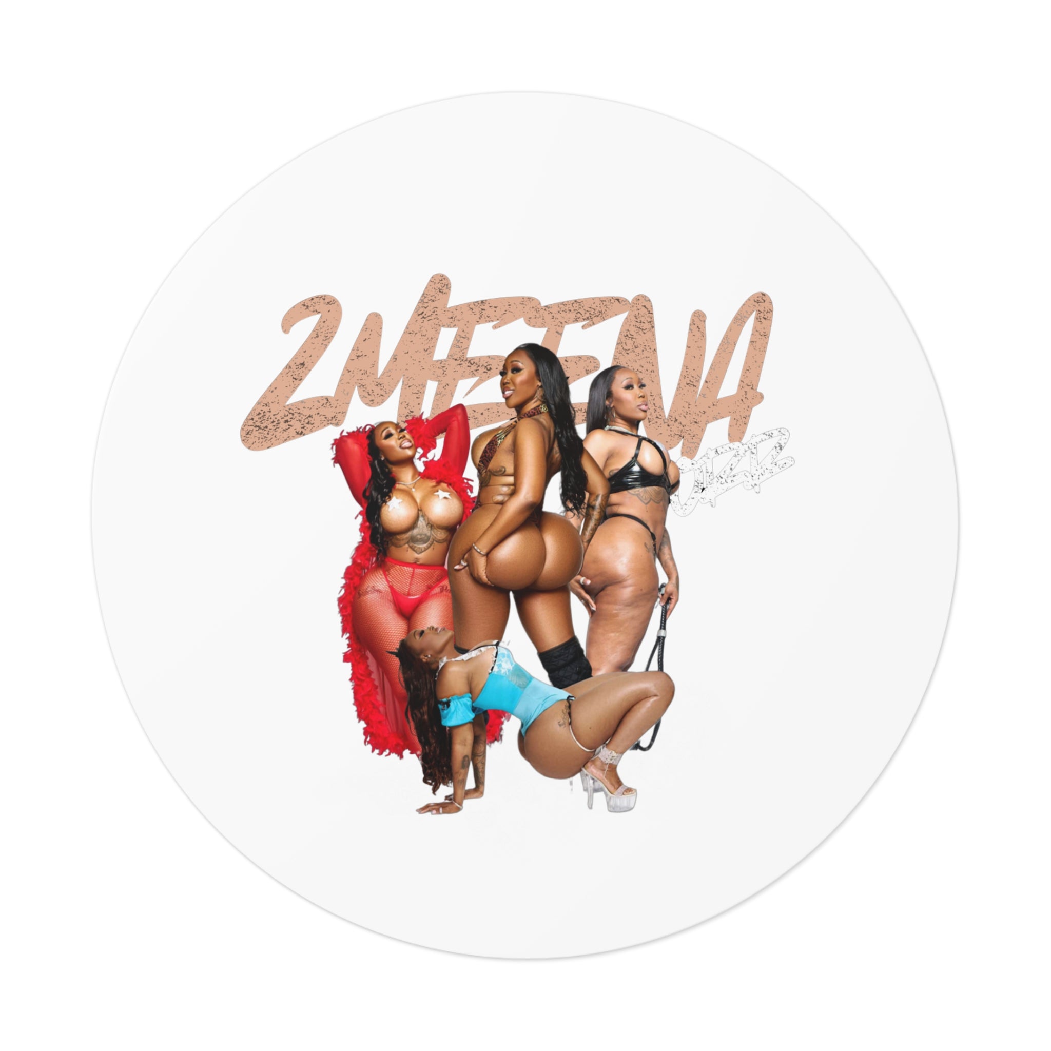 Round Vinyl Sticker — 2METINA Pin-Up Baddie Crew Graphic