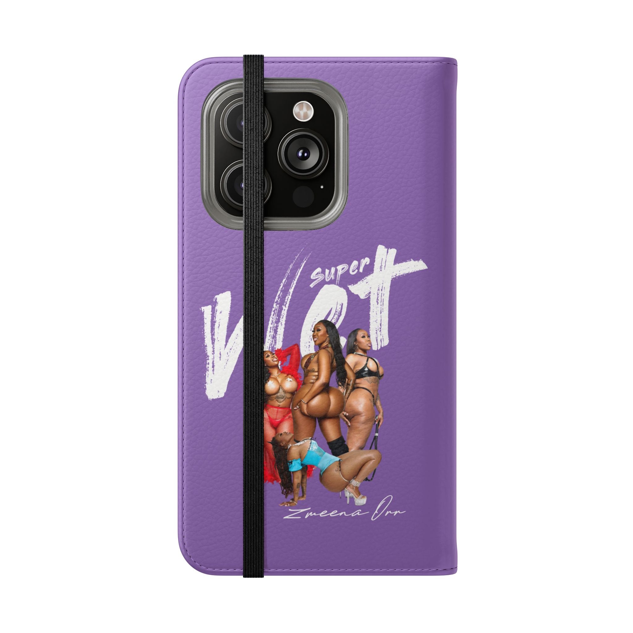 Purple Personalized Flip Phone Case – "Super Wet" Graphic & Name (Tamena)