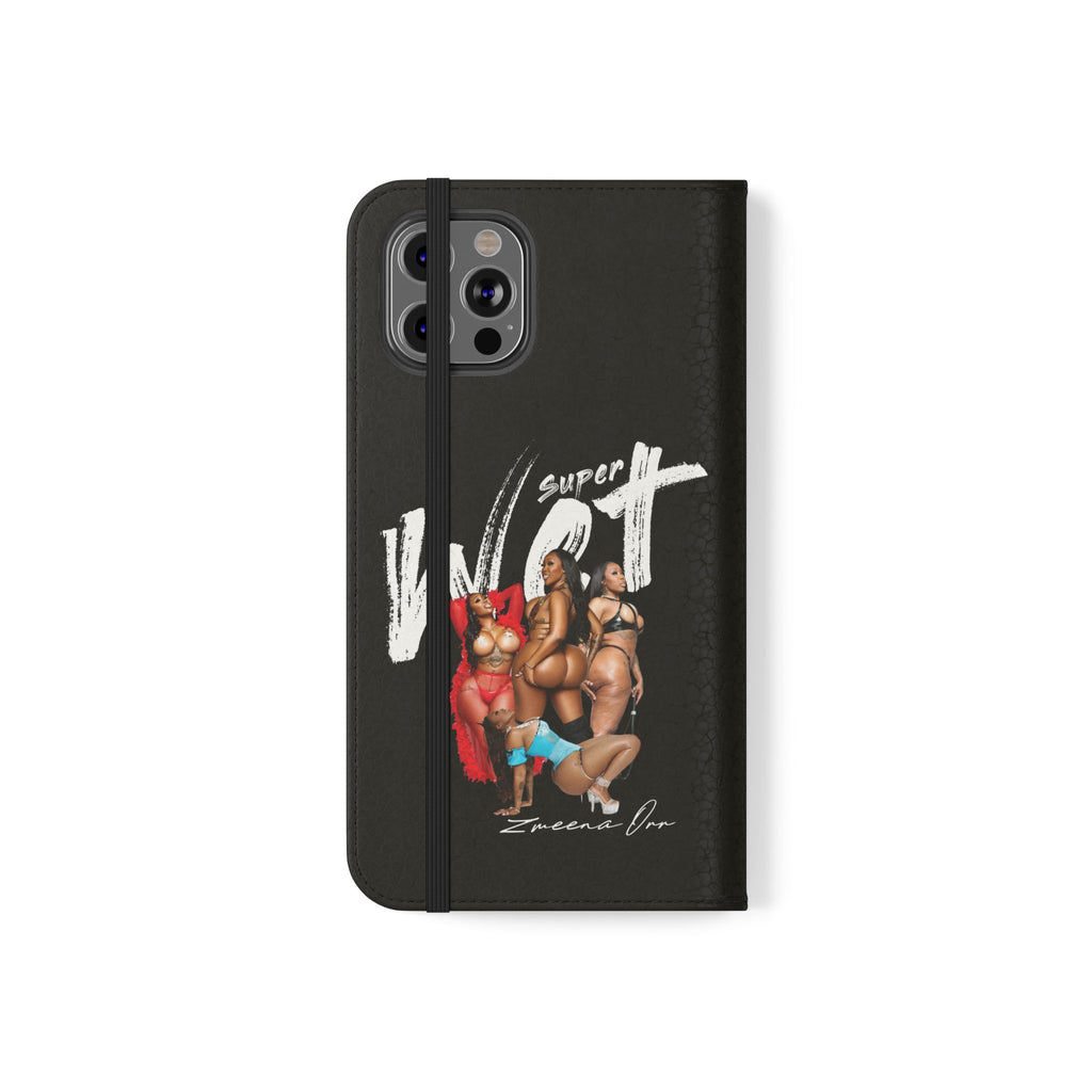 Black Personalized Flip Phone Case – "Super Wet" Graphic & Name (Tamena)