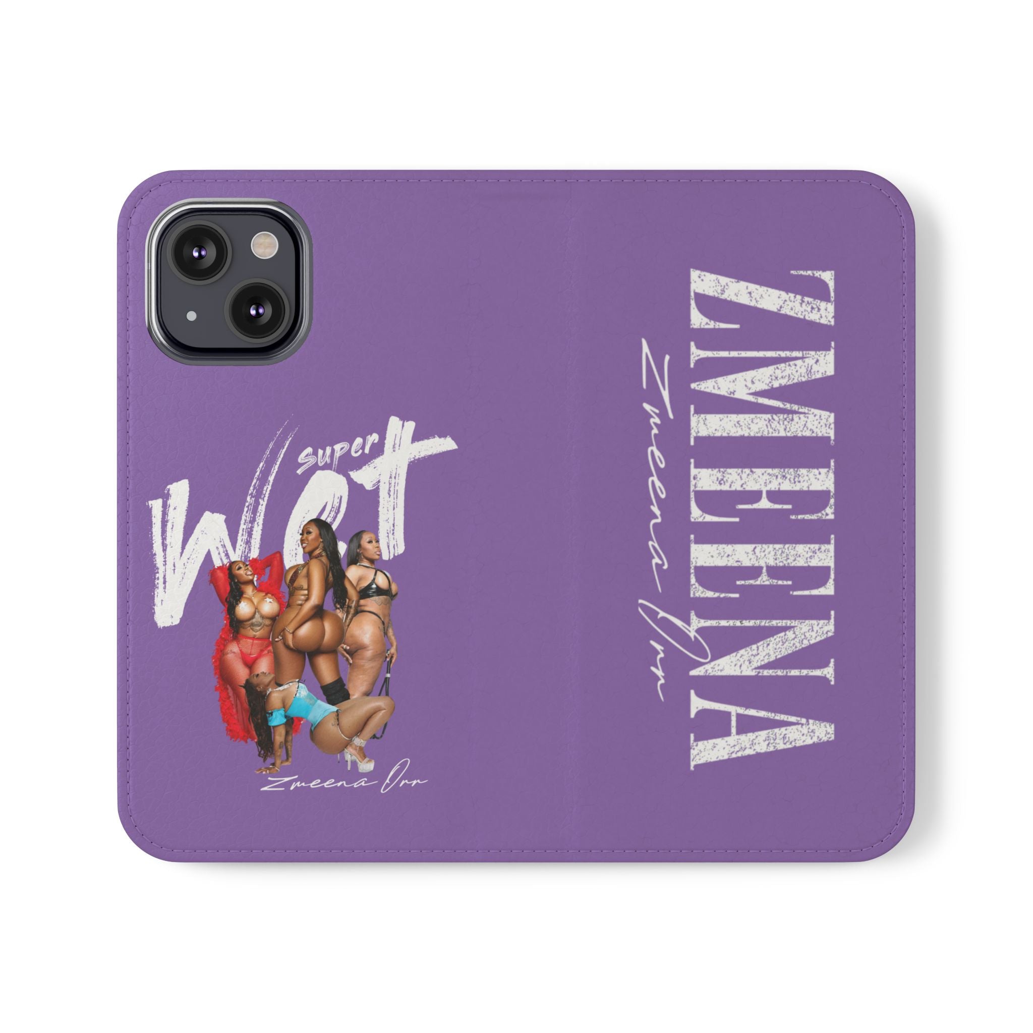 Purple Personalized Flip Phone Case – "Super Wet" Graphic & Name (Tamena)
