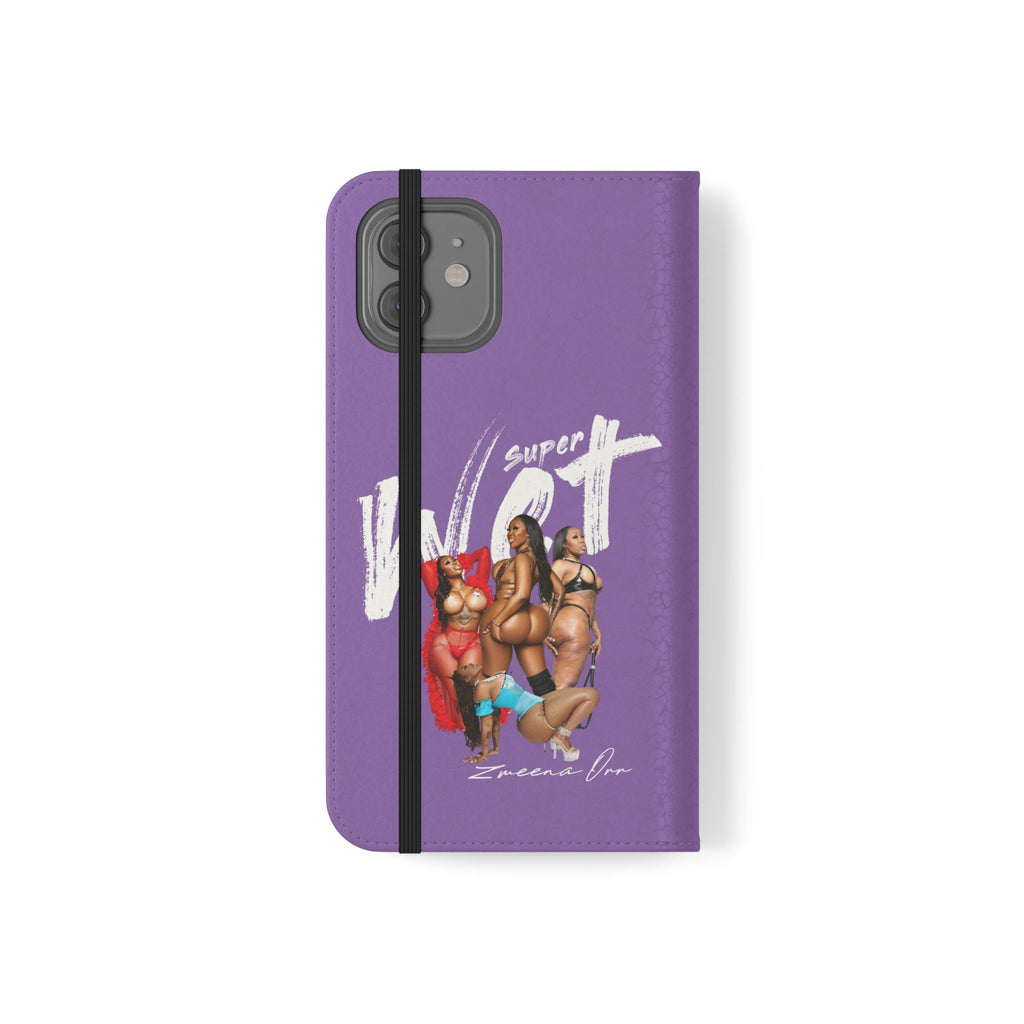 Purple Personalized Flip Phone Case – "Super Wet" Graphic & Name (Tamena)