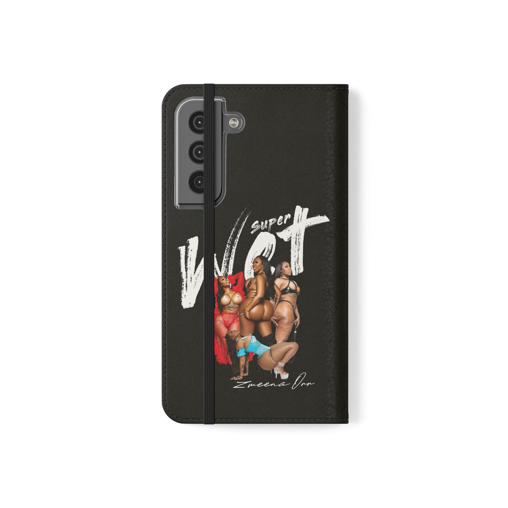 Black Personalized Flip Phone Case – "Super Wet" Graphic & Name (Tamena)