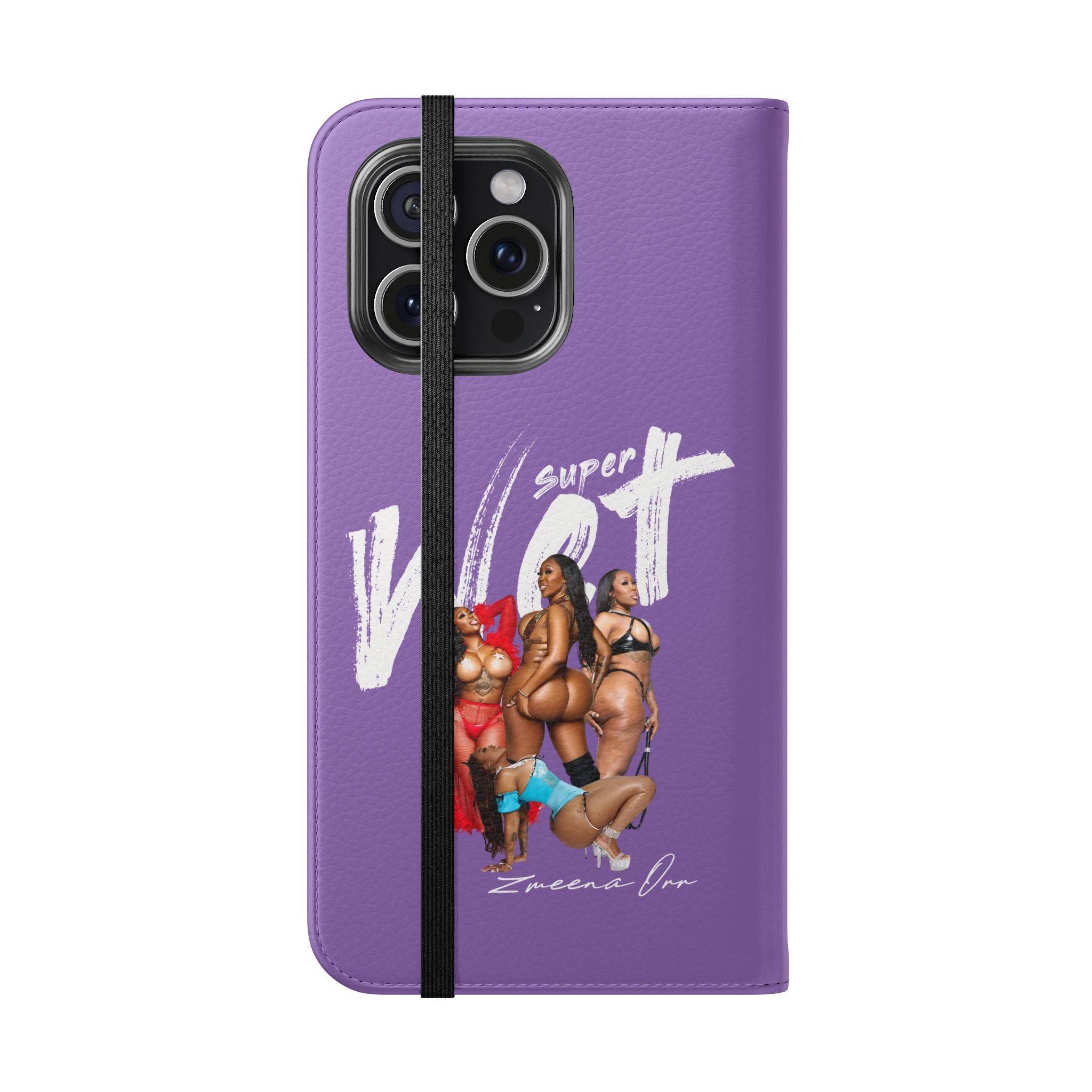 Purple Personalized Flip Phone Case – "Super Wet" Graphic & Name (Tamena)