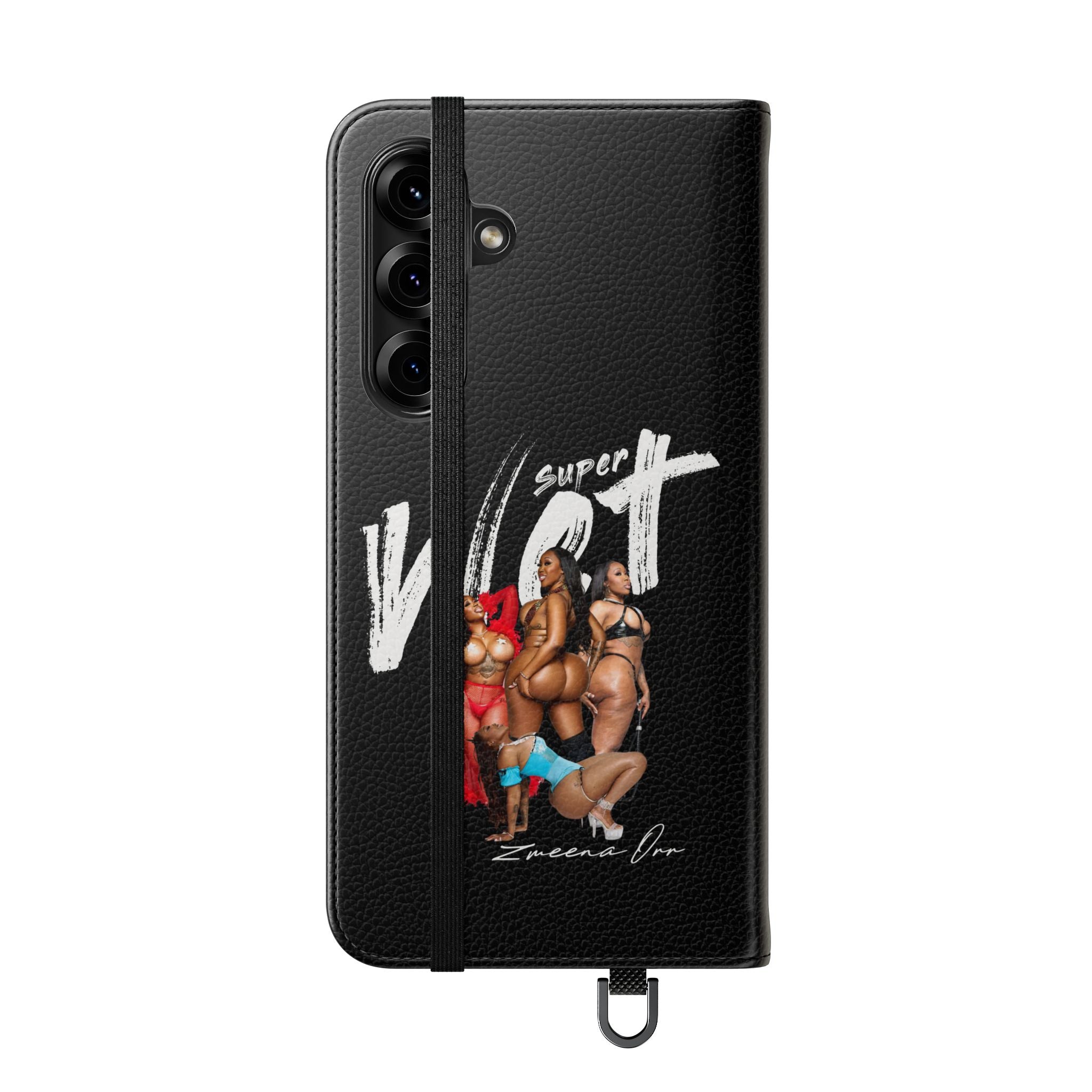 Black Personalized Flip Phone Case – "Super Wet" Graphic & Name (Tamena)