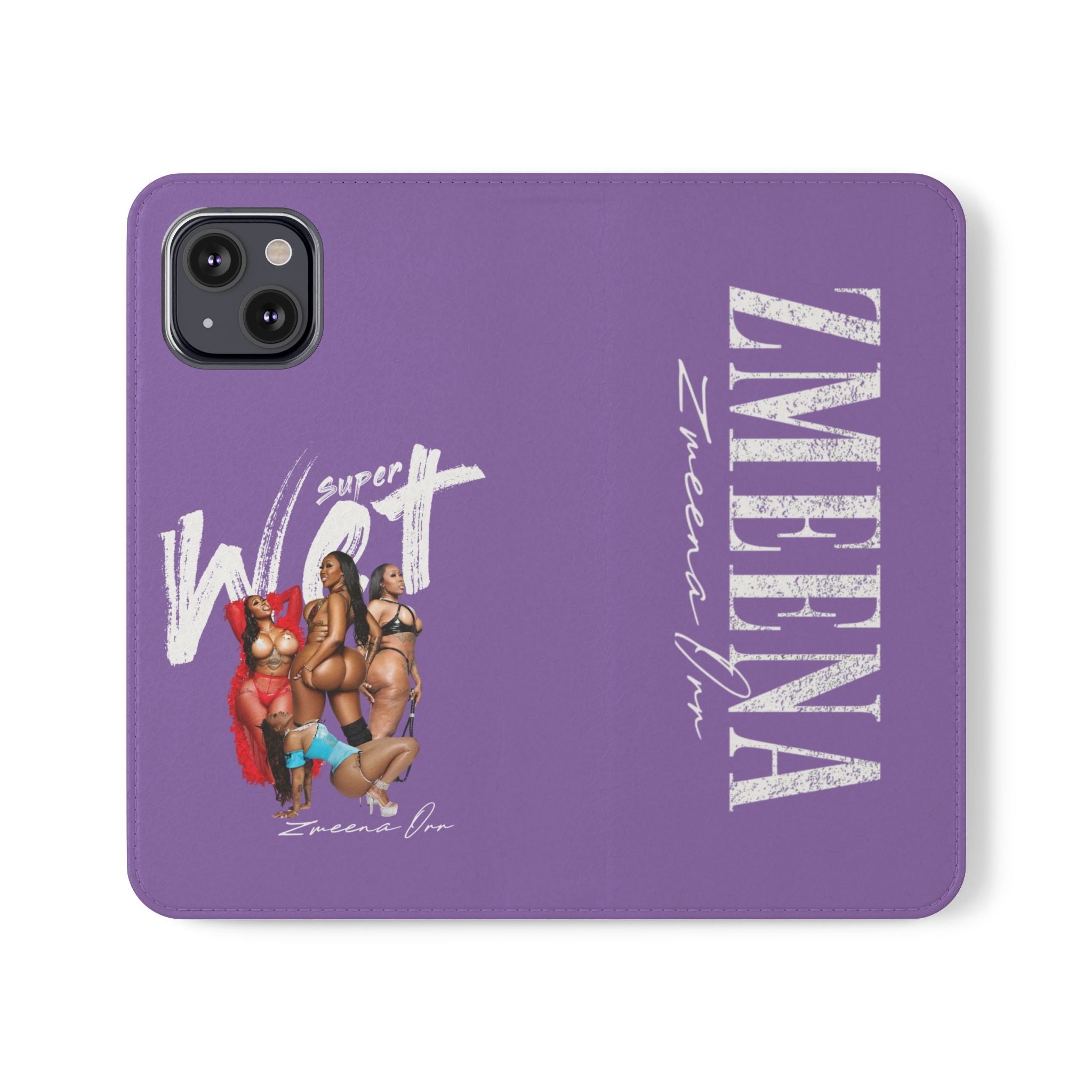 Purple Personalized Flip Phone Case – "Super Wet" Graphic & Name (Tamena)