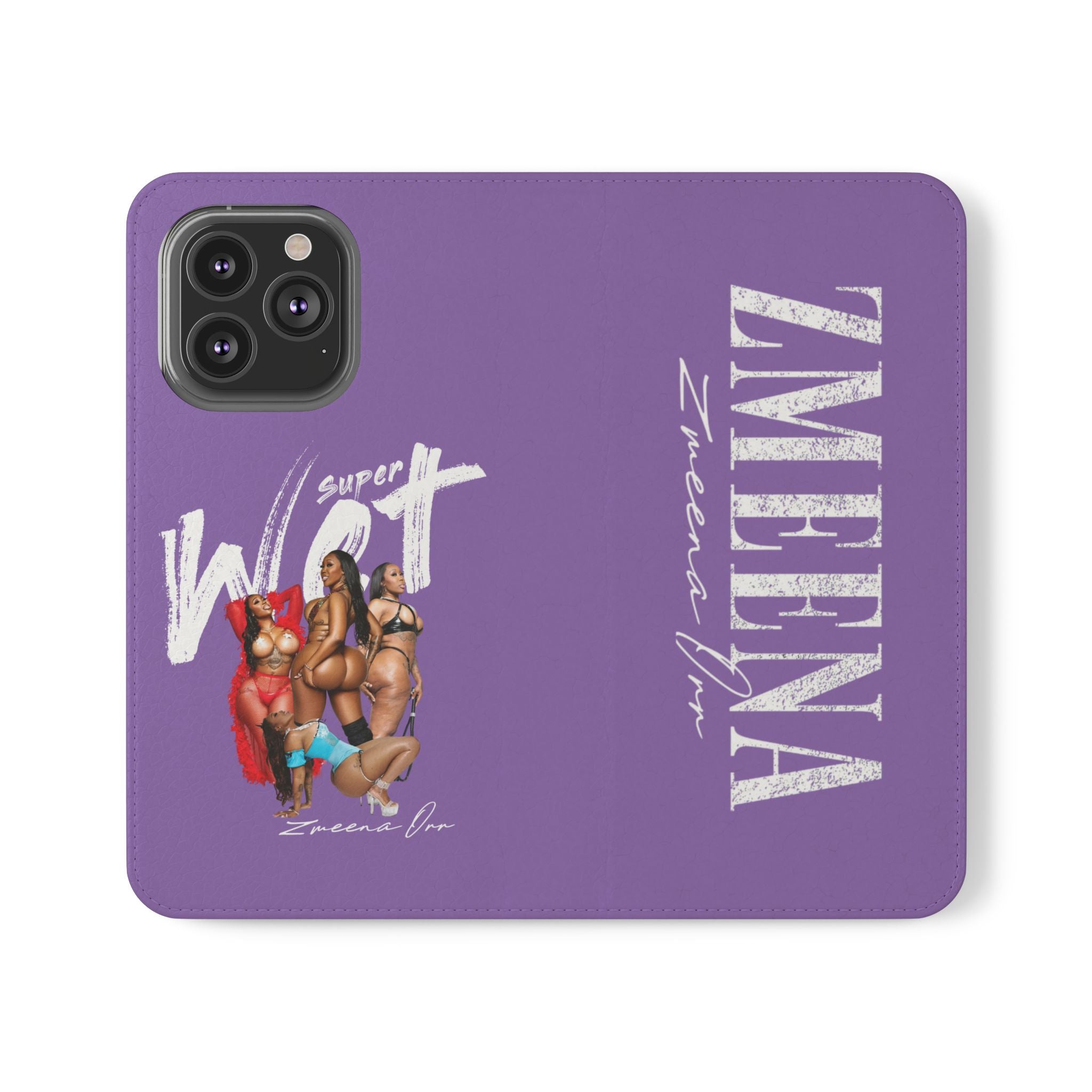 Purple Personalized Flip Phone Case – "Super Wet" Graphic & Name (Tamena)