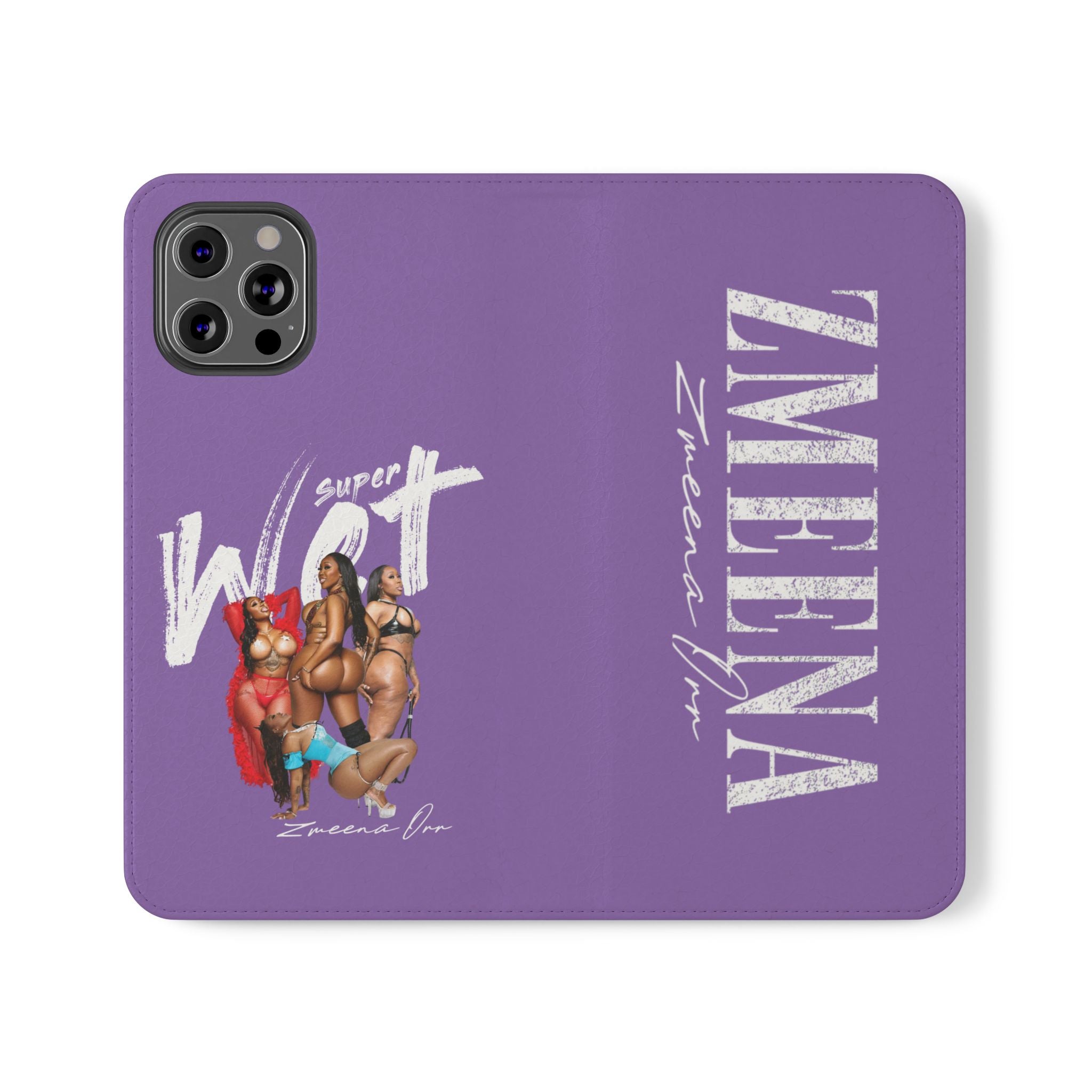 Purple Personalized Flip Phone Case – "Super Wet" Graphic & Name (Tamena)