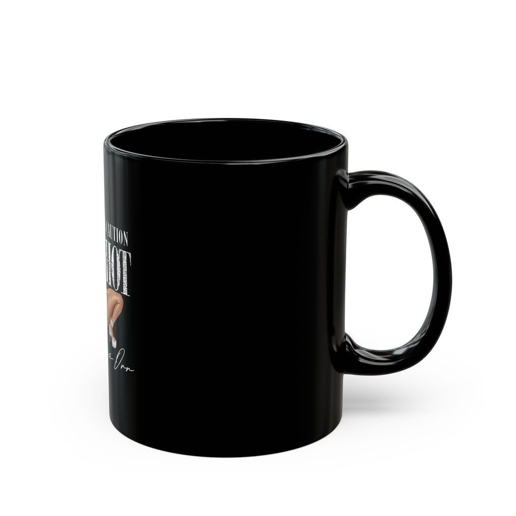 Black Mug — "Handle With Caution: Real Hot" Pin-Up Coffee Mug (11oz/15oz)