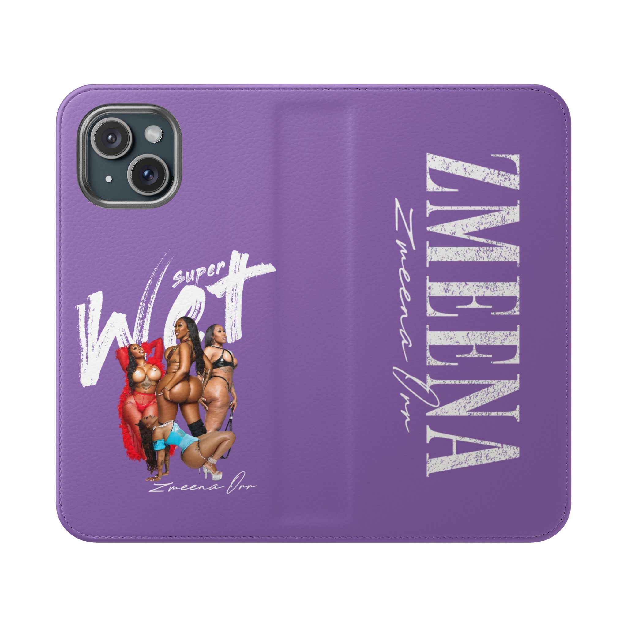 Purple Personalized Flip Phone Case – "Super Wet" Graphic & Name (Tamena)