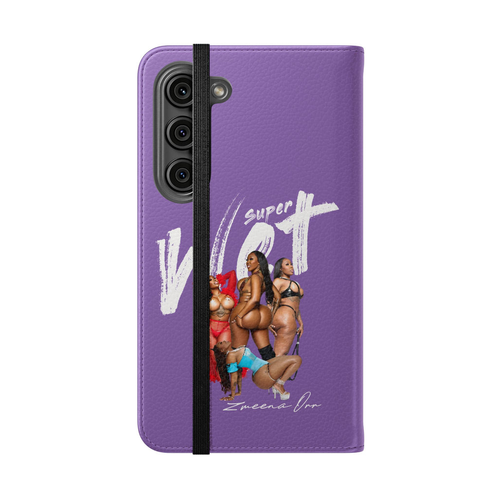 Purple Personalized Flip Phone Case – "Super Wet" Graphic & Name (Tamena)
