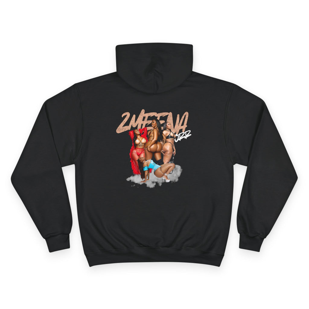 Champion Hoodie with '2WEEVA' Pinup Graphic - Streetwear Women's Back Print