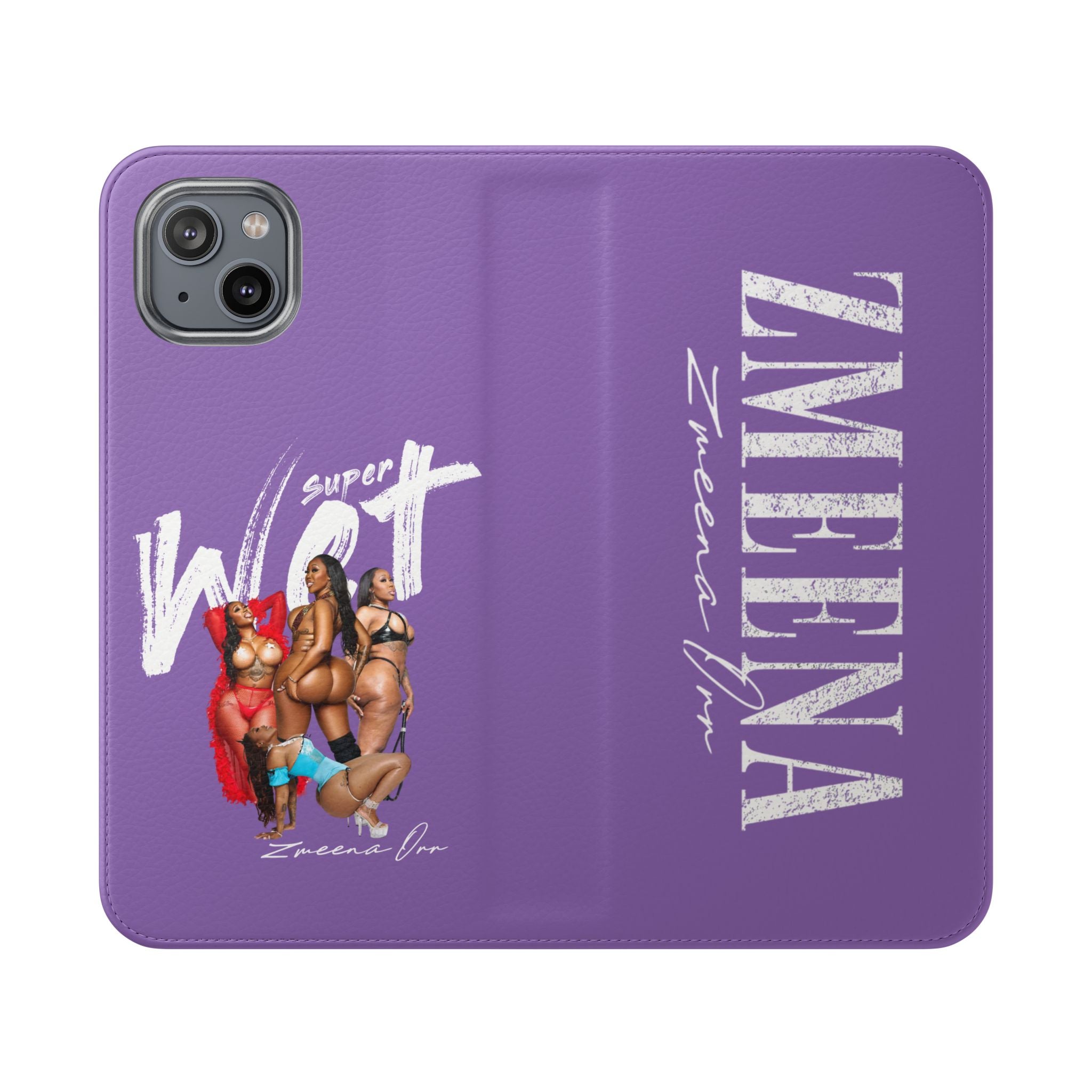 Purple Personalized Flip Phone Case – "Super Wet" Graphic & Name (Tamena)