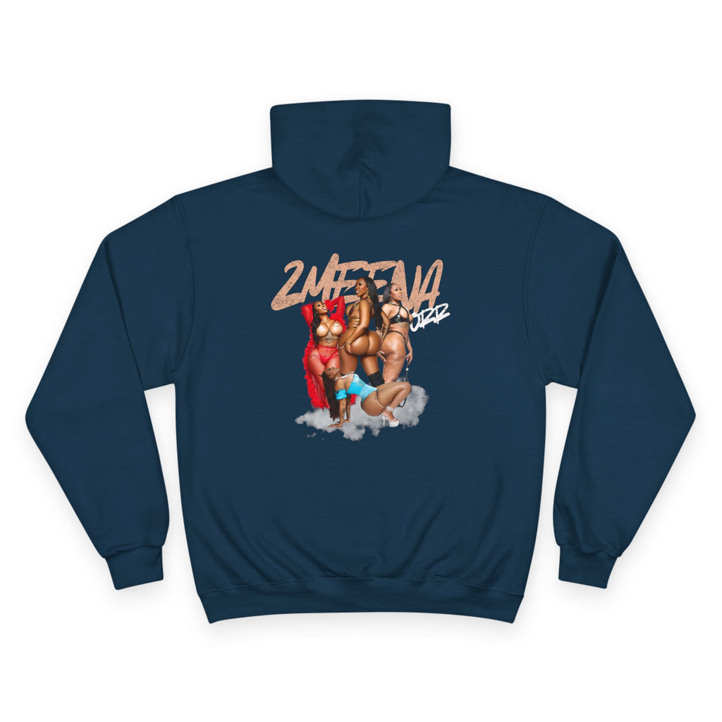 Champion Hoodie with '2WEEVA' Pinup Graphic - Streetwear Women's Back Print
