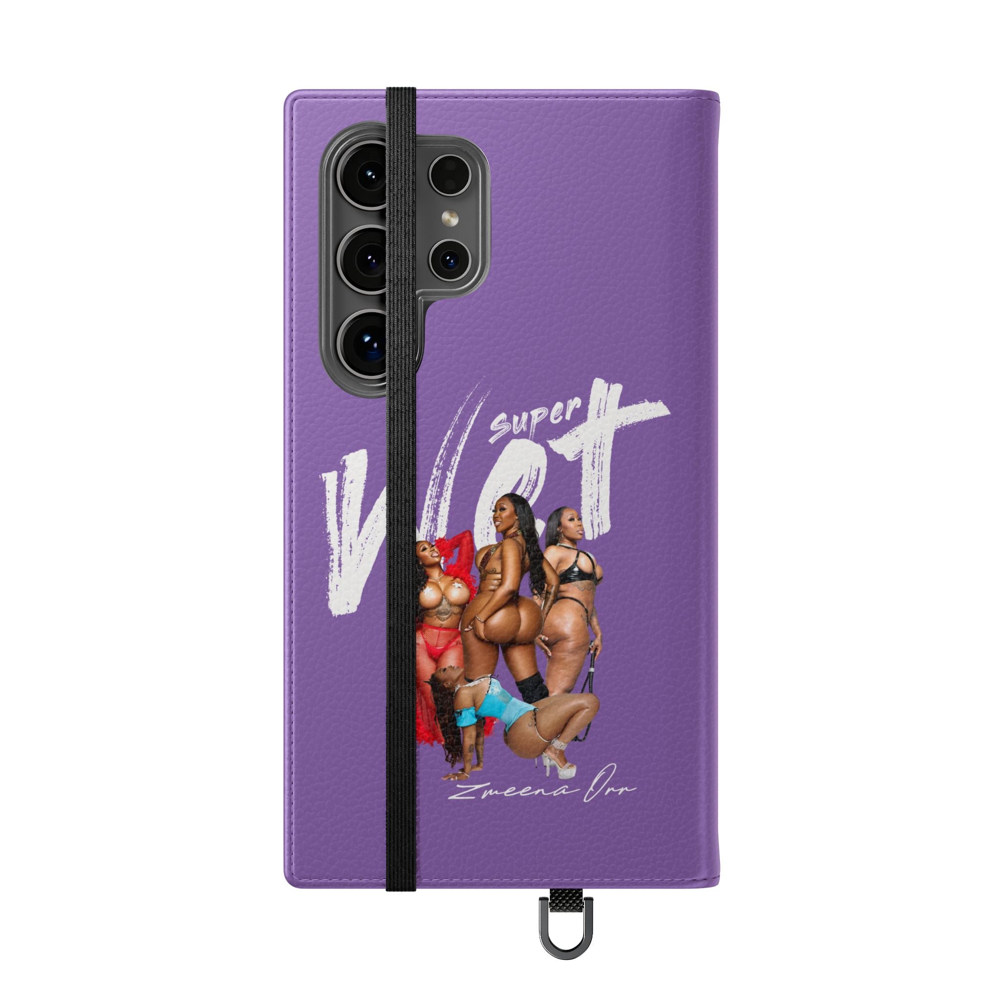 Purple Personalized Flip Phone Case – "Super Wet" Graphic & Name (Tamena)