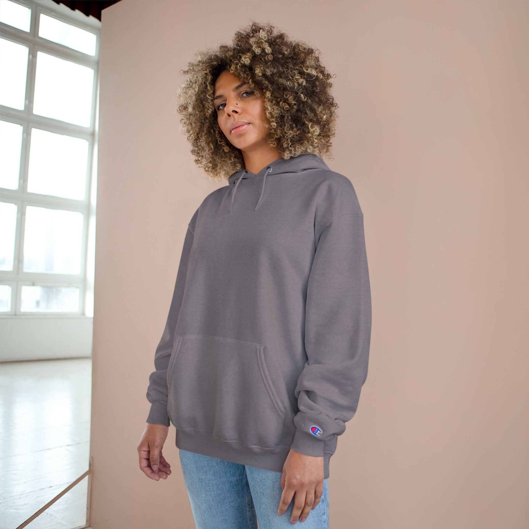 Champion Hoodie with '2WEEVA' Pinup Graphic - Streetwear Women's Back Print