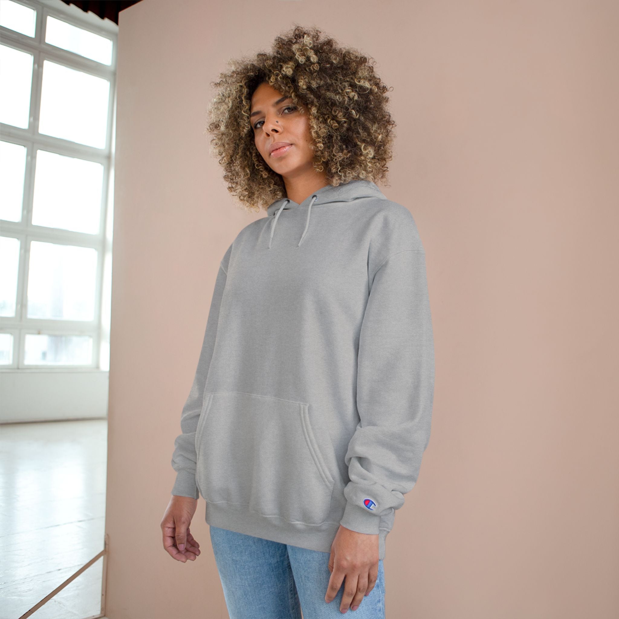 Champion Hoodie with '2WEEVA' Pinup Graphic - Streetwear Women's Back Print