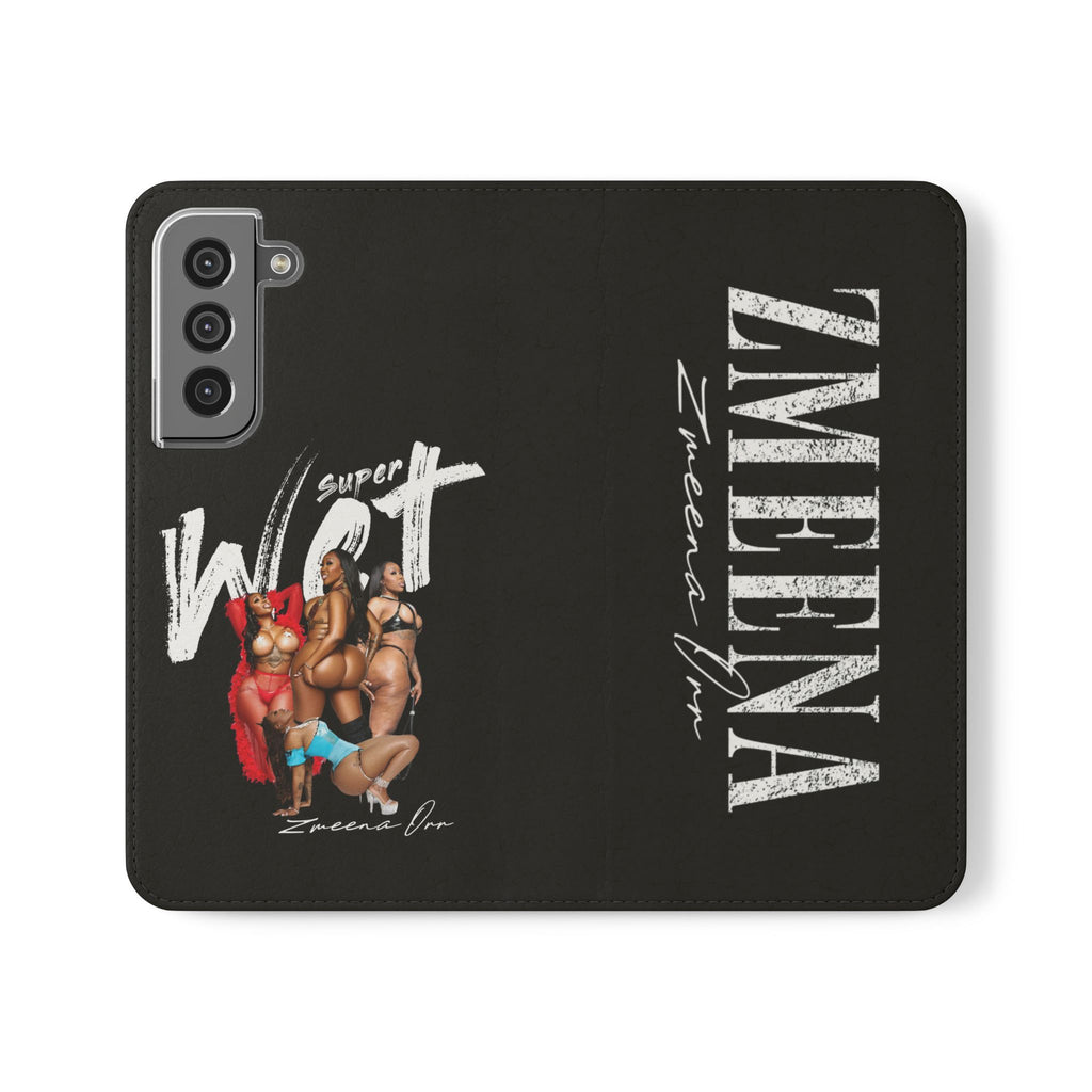 Black Personalized Flip Phone Case – "Super Wet" Graphic & Name (Tamena)