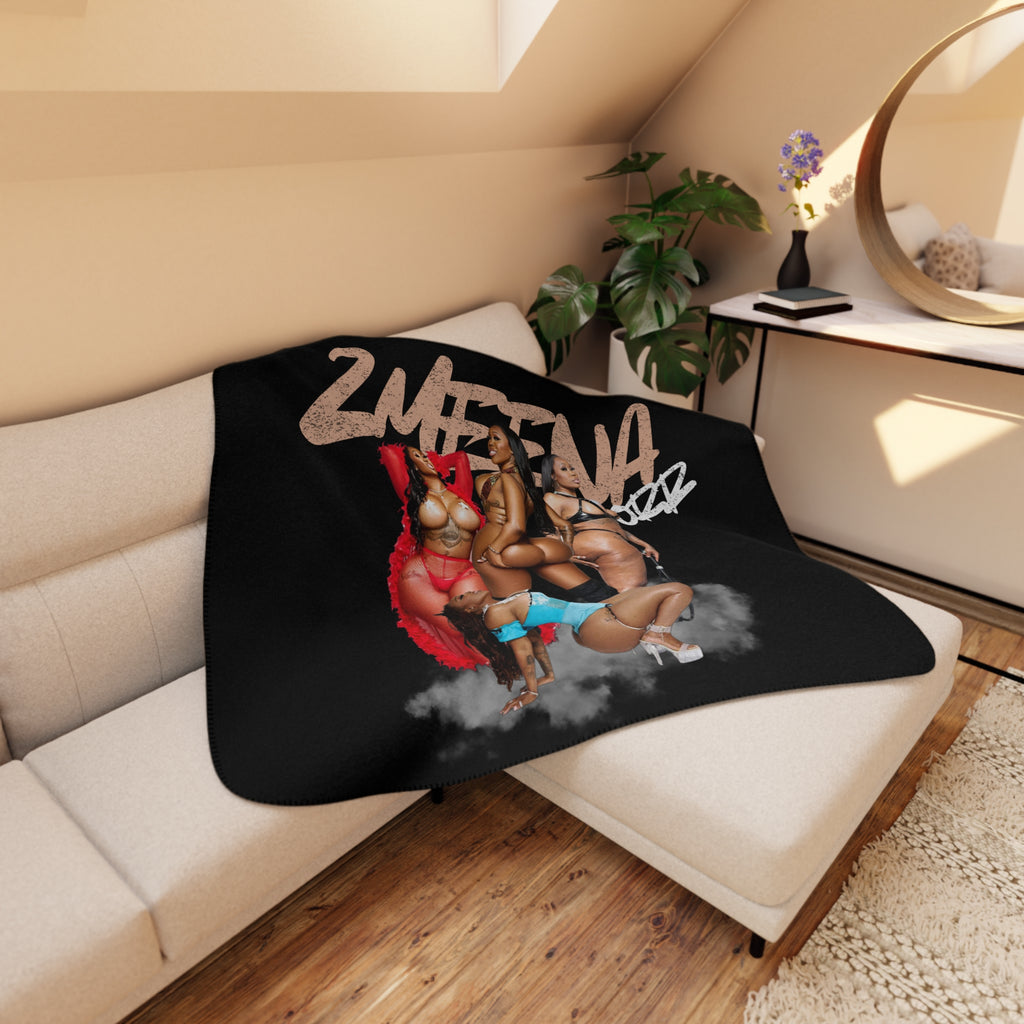Black ZEE Sherpa Blanket with Sexy Pinup Crew Graphic