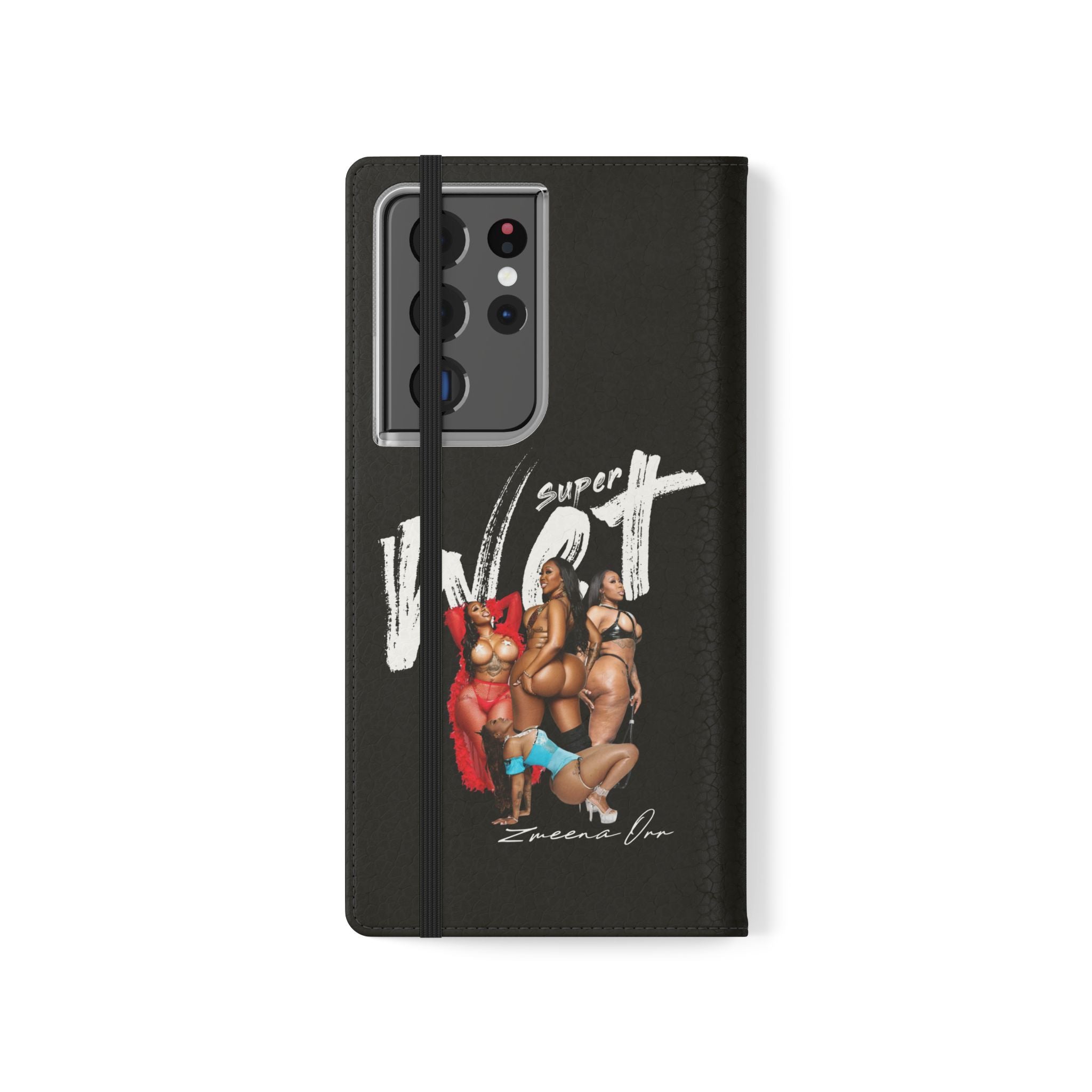 Black Personalized Flip Phone Case – "Super Wet" Graphic & Name (Tamena)