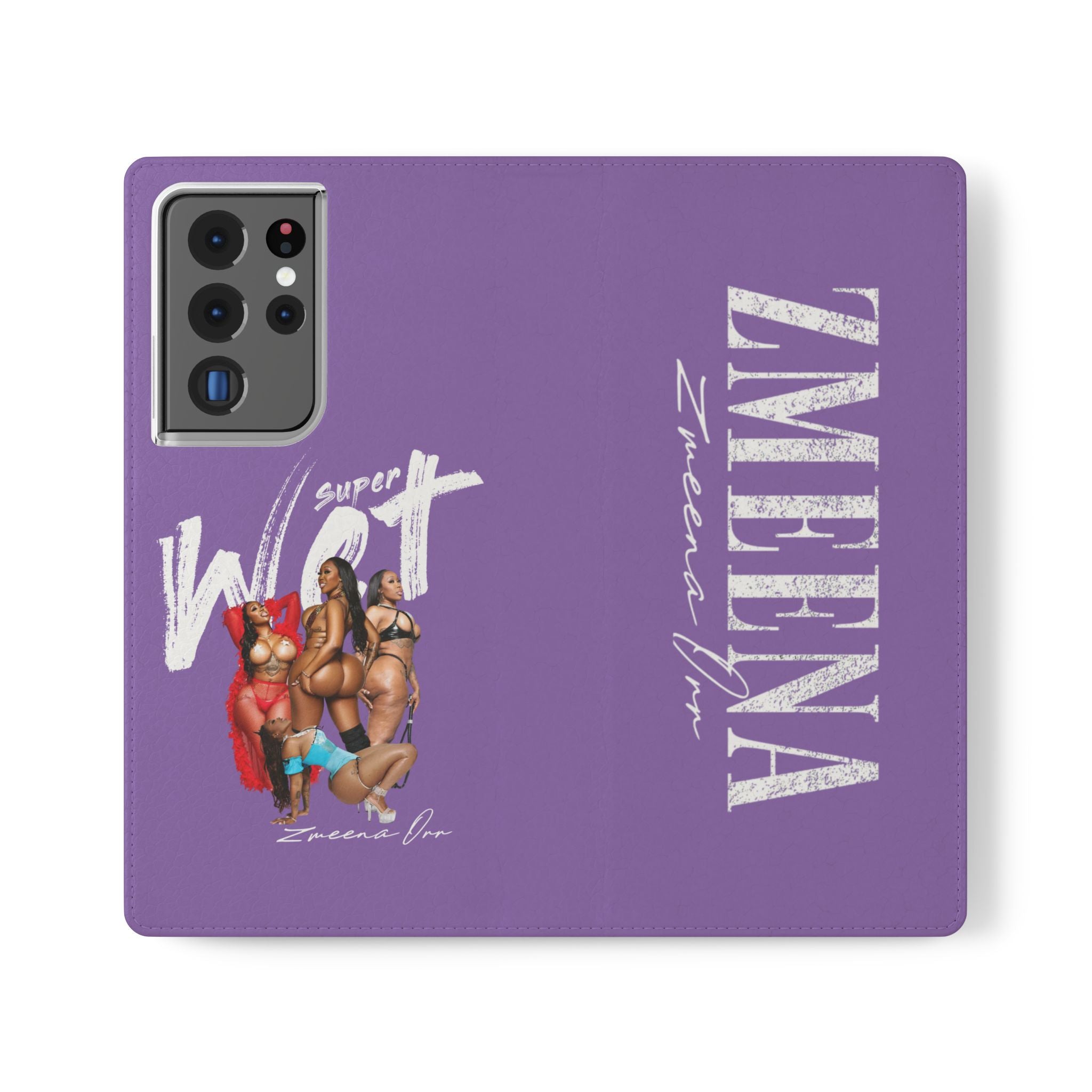 Purple Personalized Flip Phone Case – "Super Wet" Graphic & Name (Tamena)