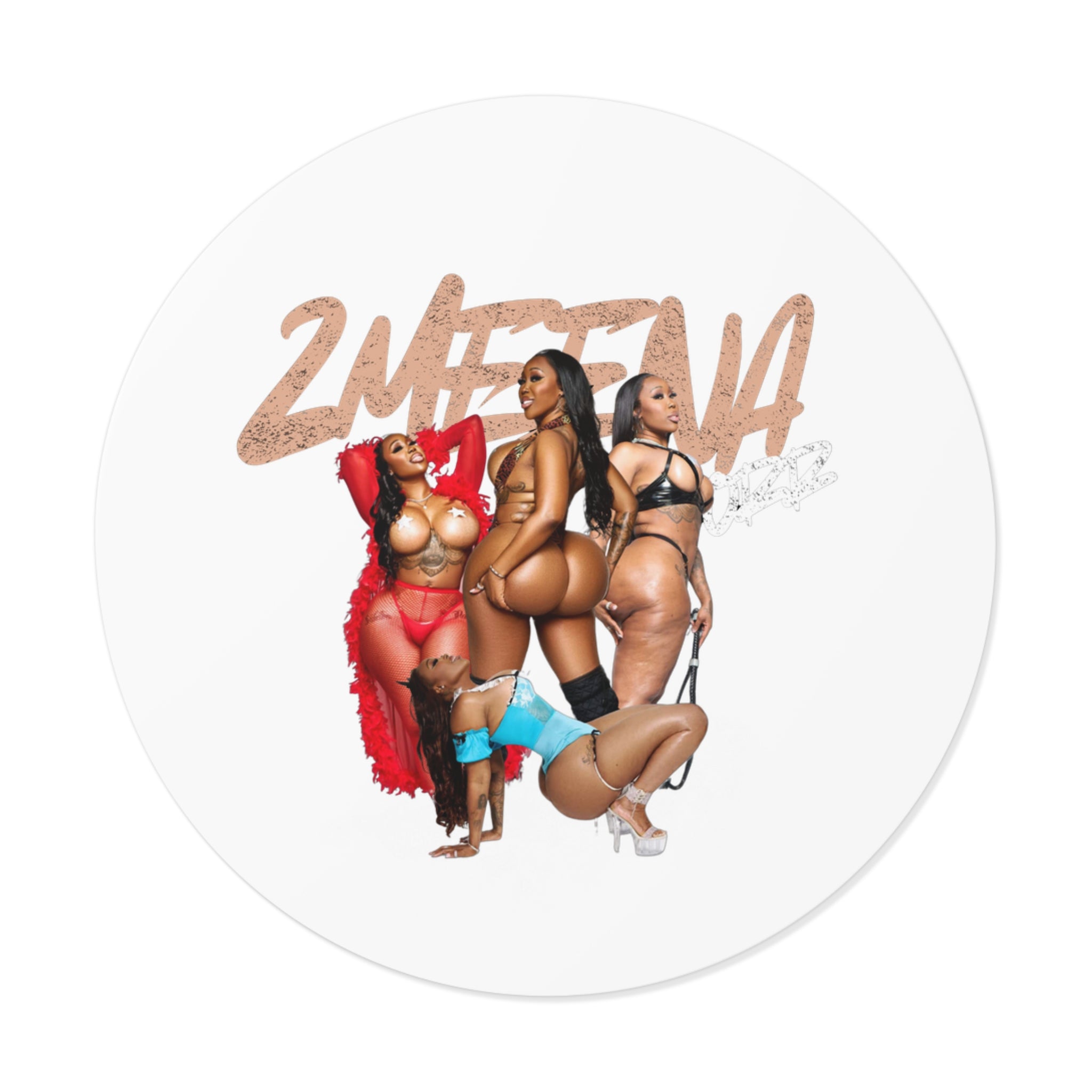 Round Vinyl Sticker — 2METINA Pin-Up Baddie Crew Graphic
