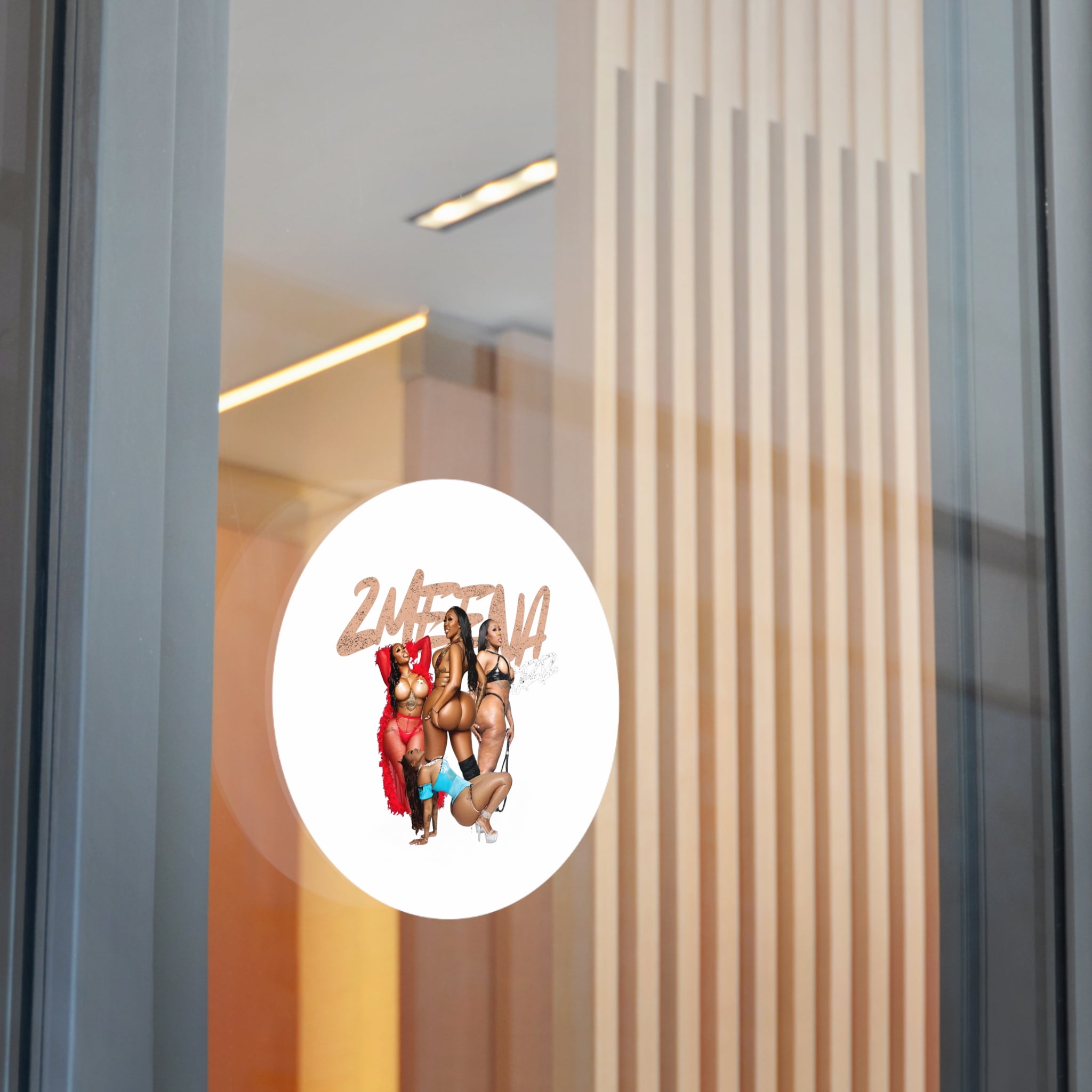Round Vinyl Sticker — 2METINA Pin-Up Baddie Crew Graphic