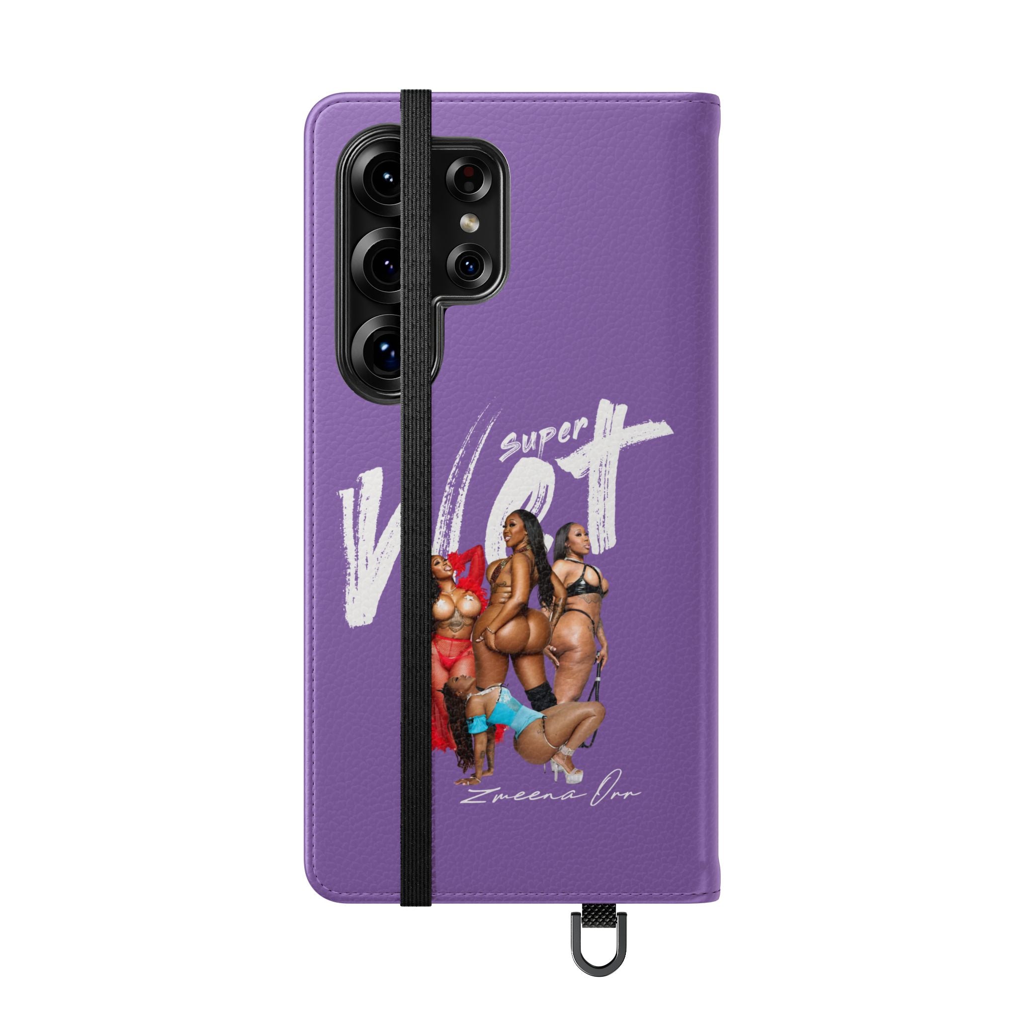 Purple Personalized Flip Phone Case – "Super Wet" Graphic & Name (Tamena)