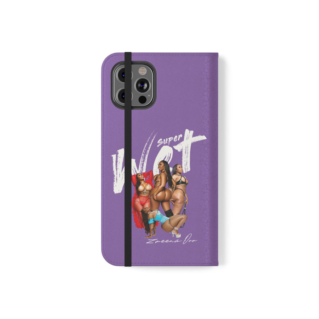 Purple Personalized Flip Phone Case – "Super Wet" Graphic & Name (Tamena)