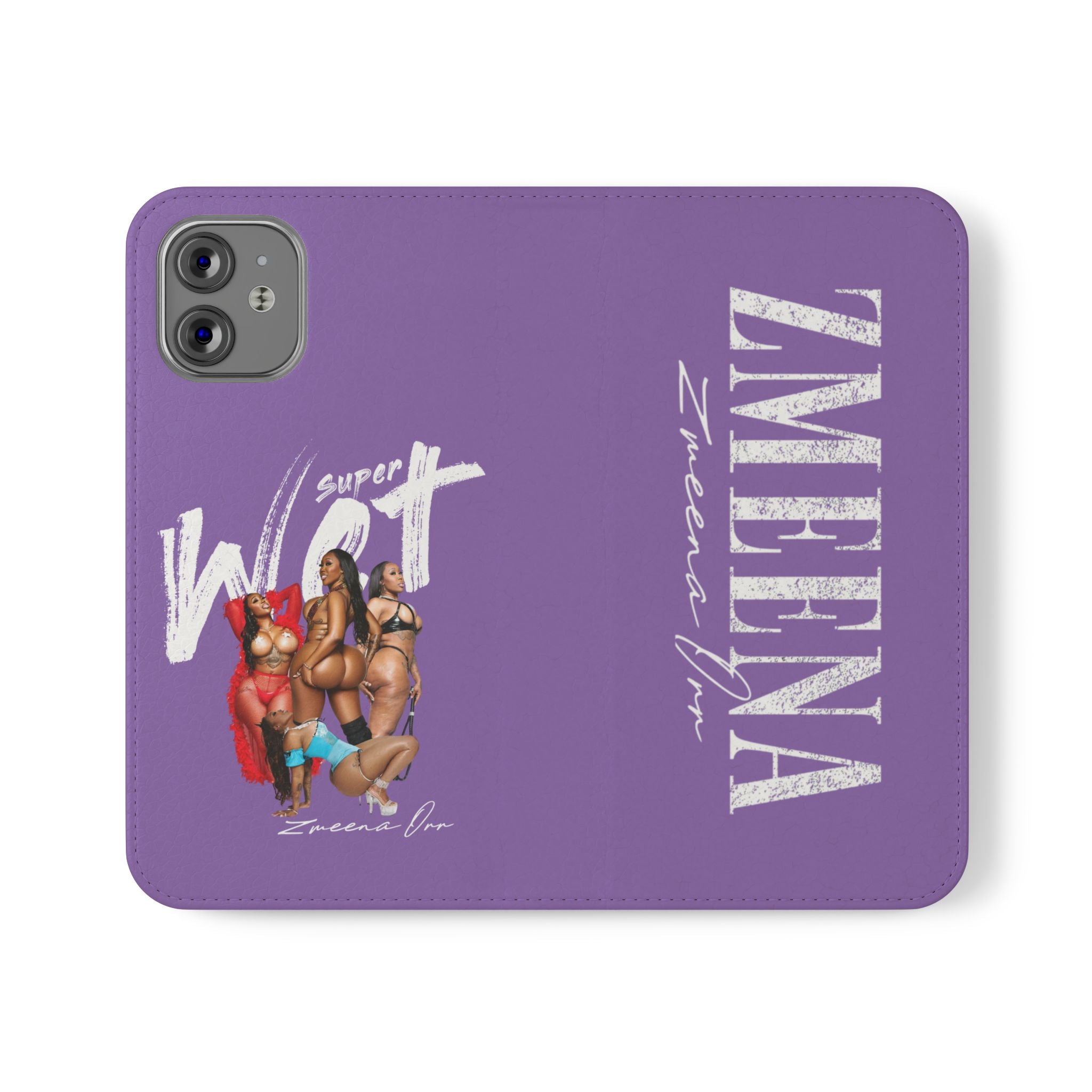 Purple Personalized Flip Phone Case – "Super Wet" Graphic & Name (Tamena)