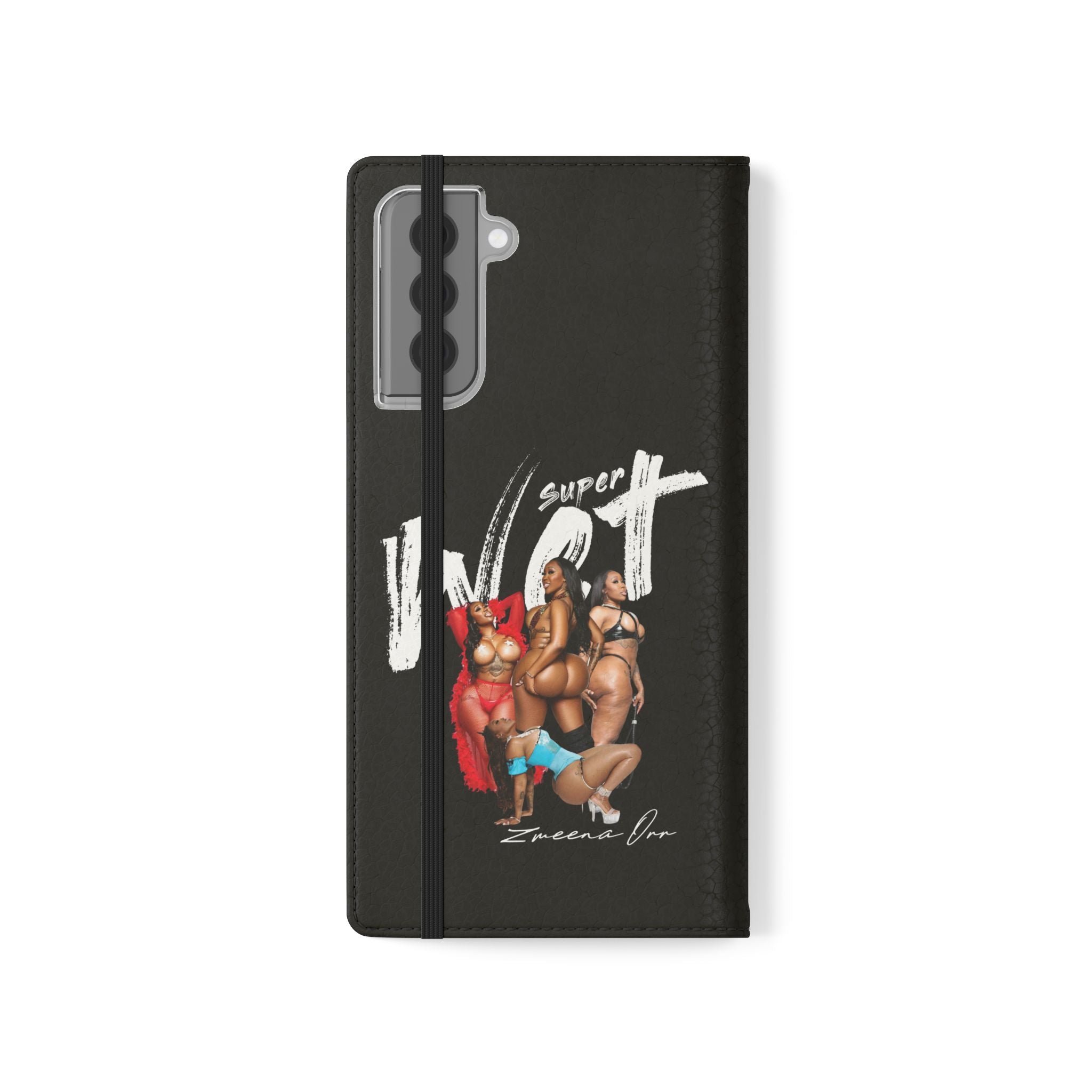 Black Personalized Flip Phone Case – "Super Wet" Graphic & Name (Tamena)