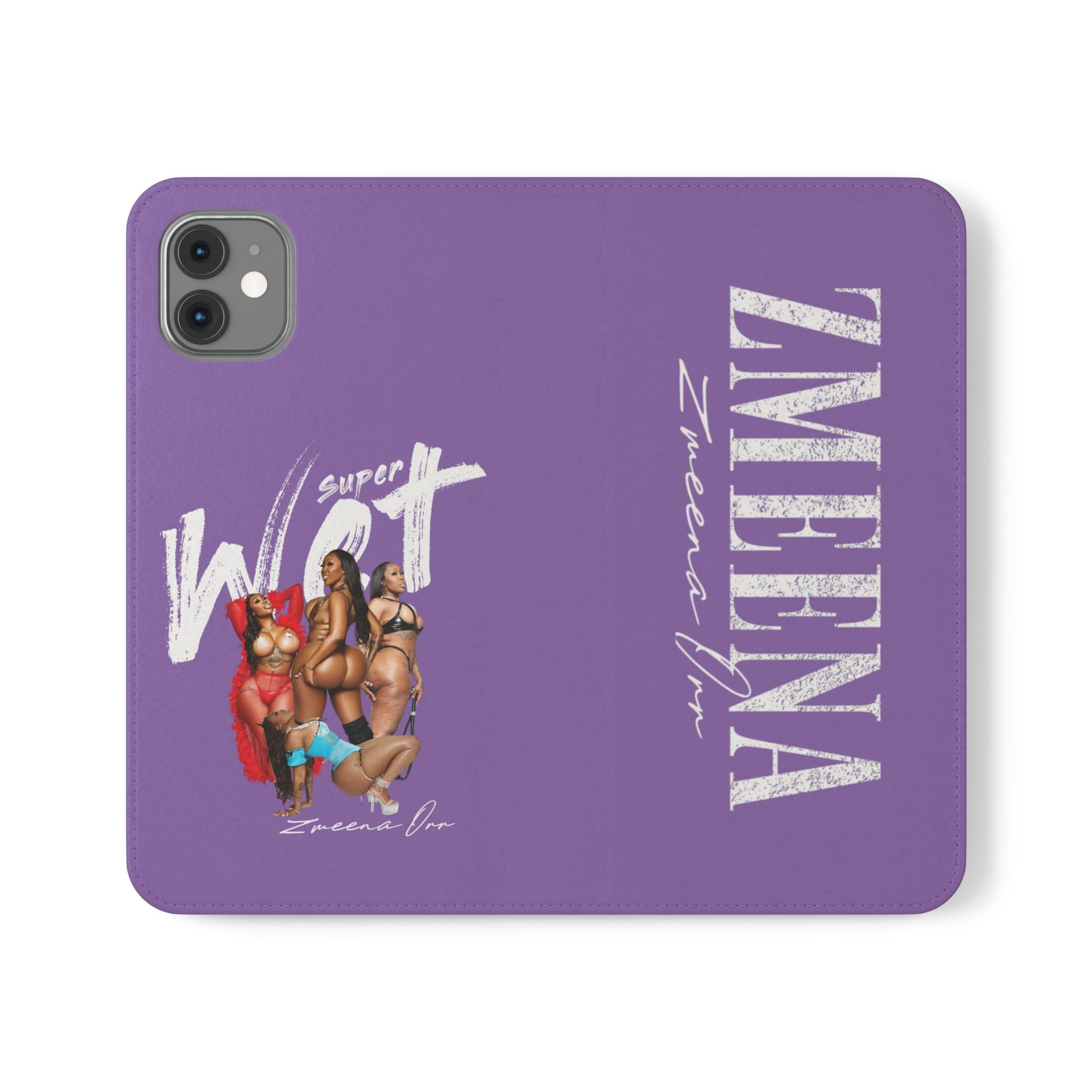 Purple Personalized Flip Phone Case – "Super Wet" Graphic & Name (Tamena)