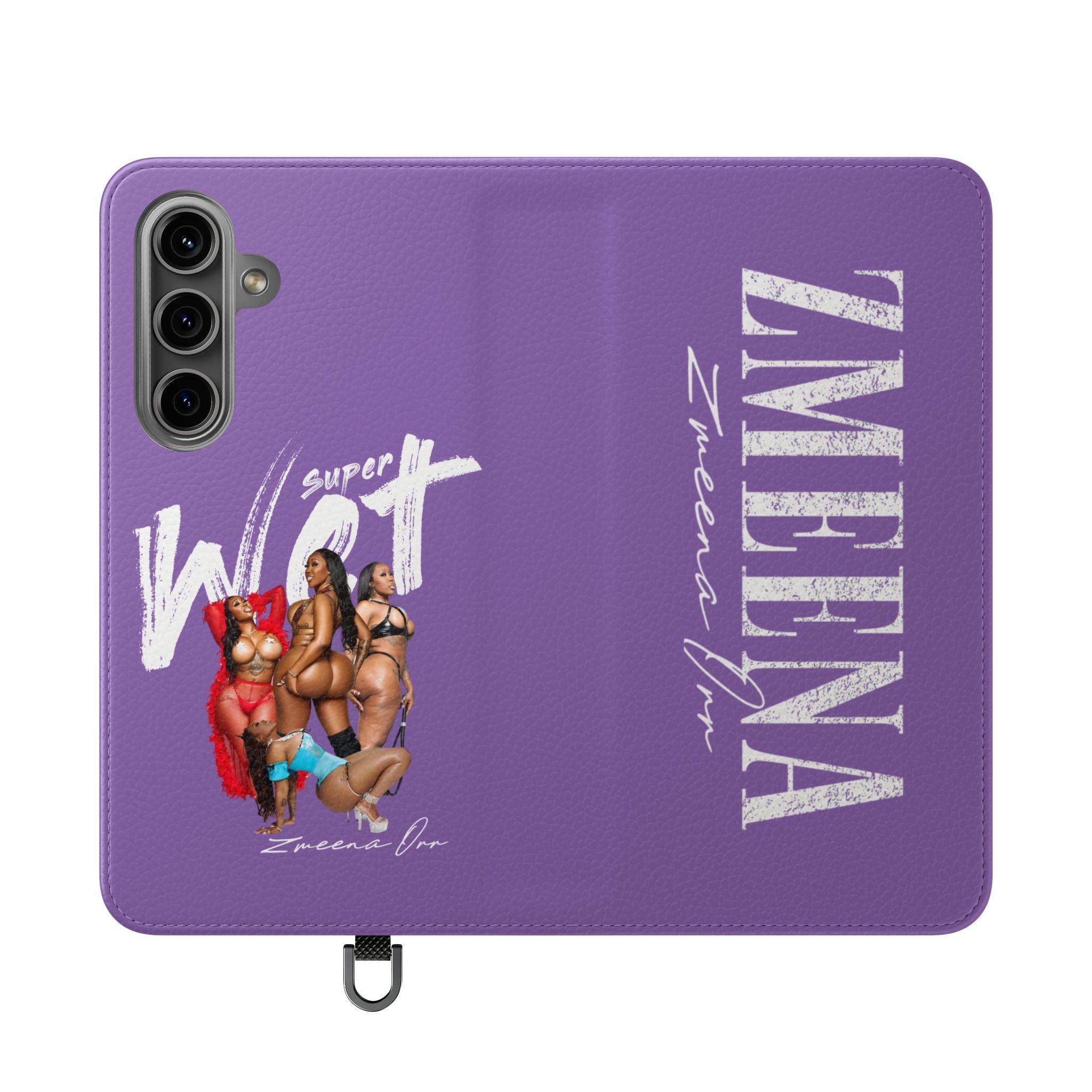 Purple Personalized Flip Phone Case – "Super Wet" Graphic & Name (Tamena)