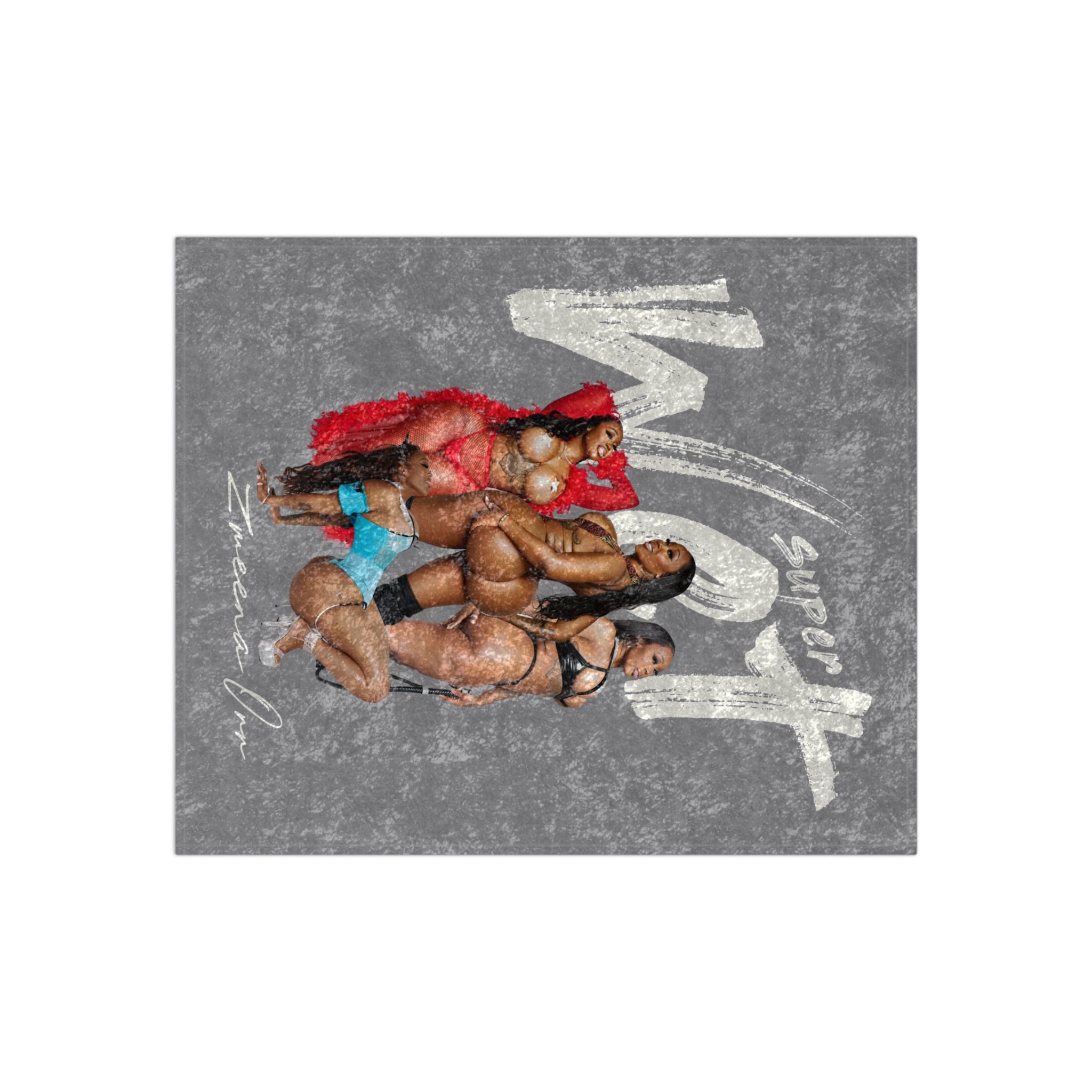 ZEE Crushed Velvet Blanket — 'Super WET' Bikini Pin-Up Design