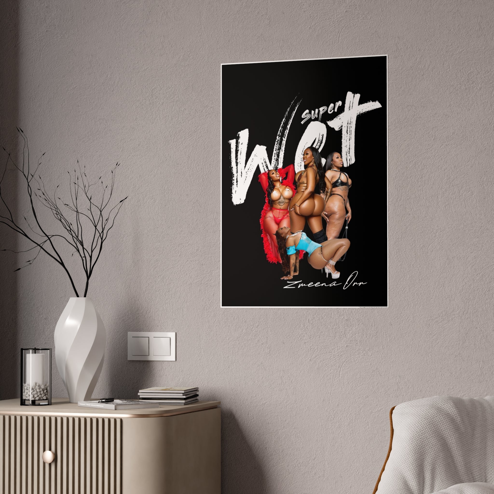 Black Gloss Poster — Sexy Pin-Up Curvy Women Art Print