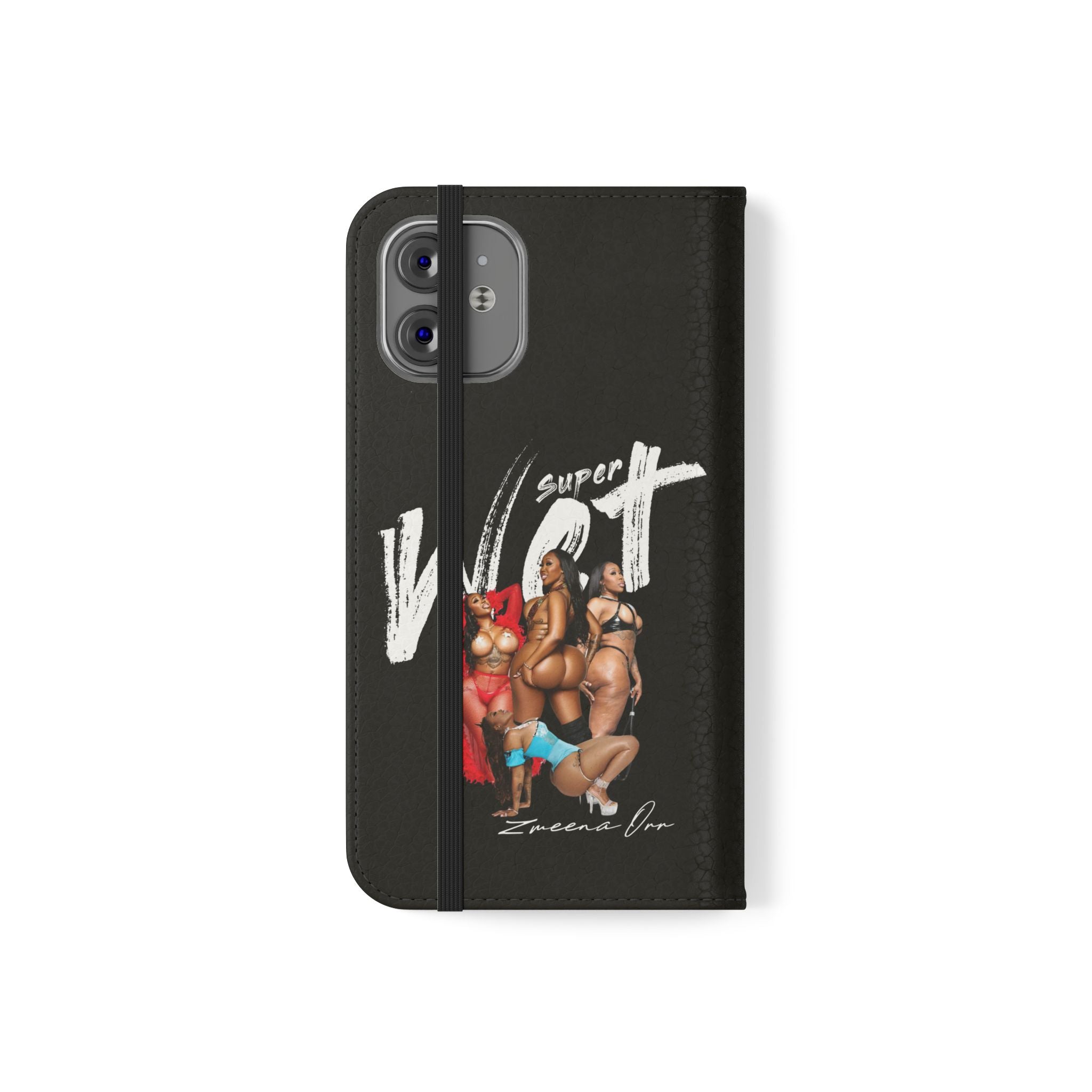 Black Personalized Flip Phone Case – "Super Wet" Graphic & Name (Tamena)