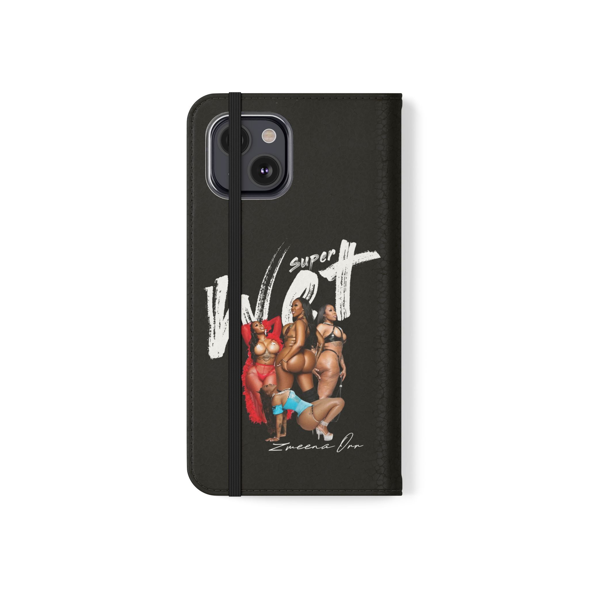 Black Personalized Flip Phone Case – "Super Wet" Graphic & Name (Tamena)