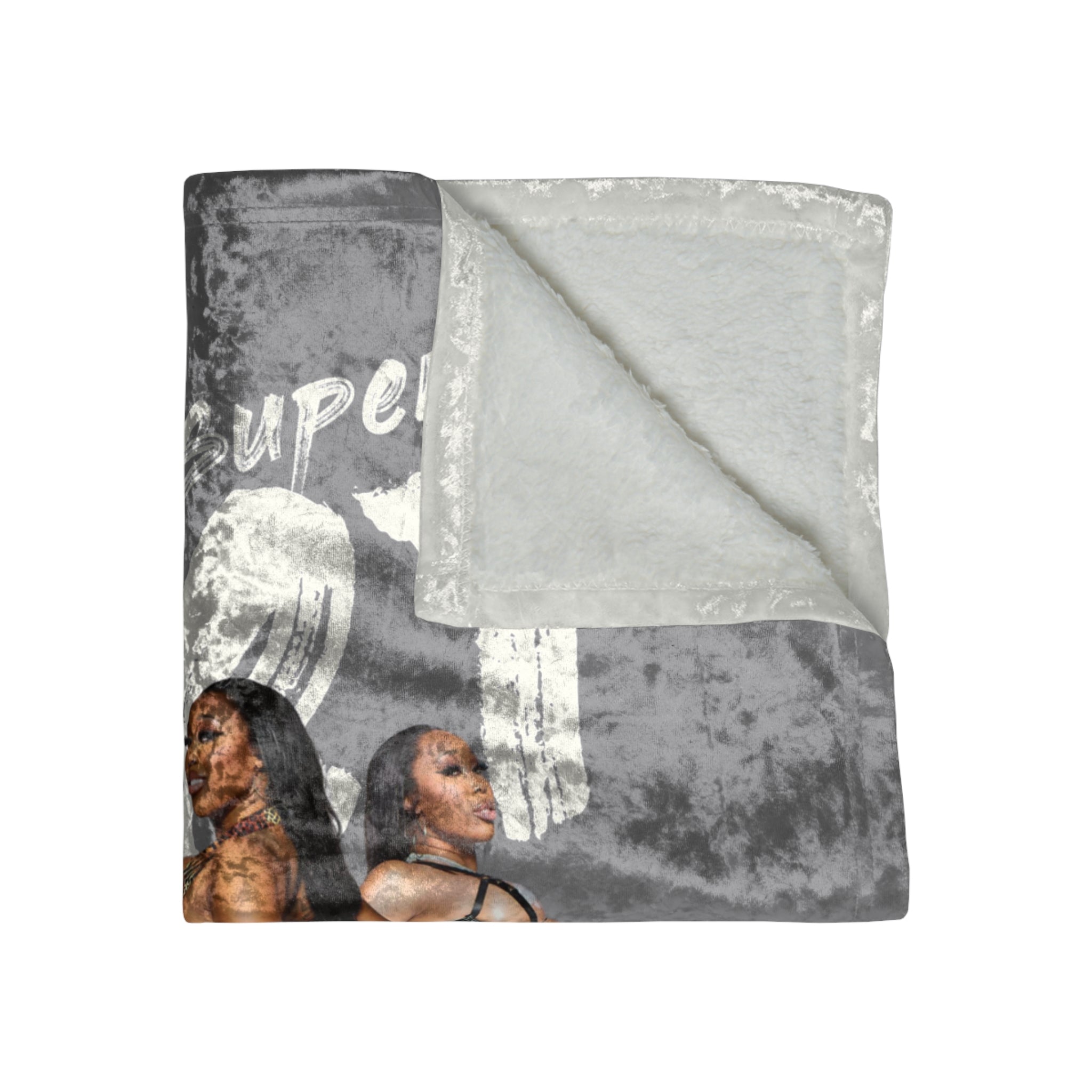 ZEE Crushed Velvet Blanket — 'Super WET' Bikini Pin-Up Design