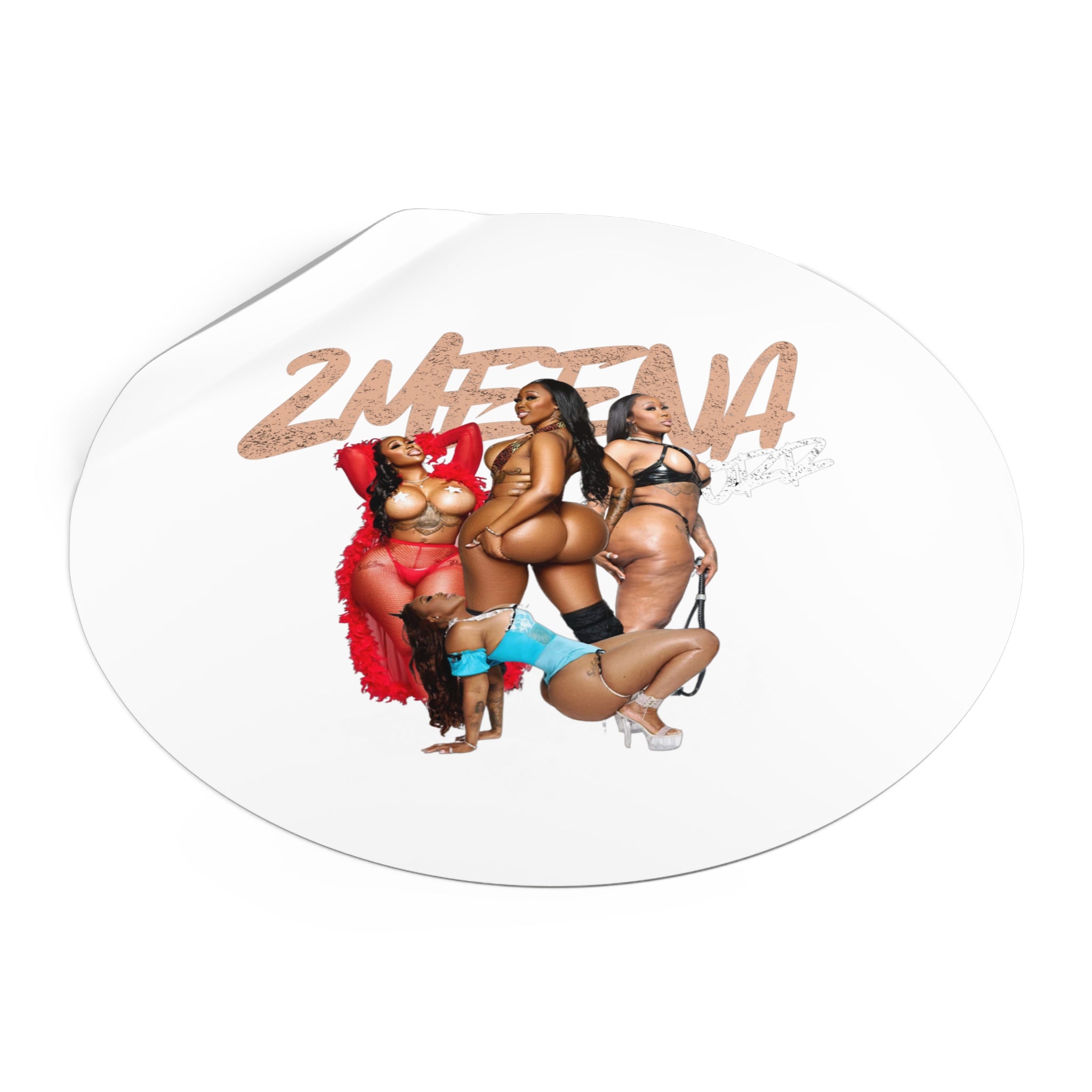 Round Vinyl Sticker — 2METINA Pin-Up Baddie Crew Graphic