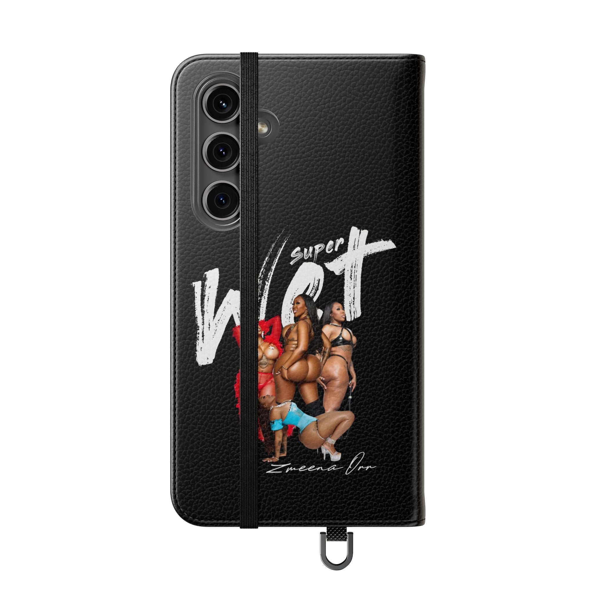 Black Personalized Flip Phone Case – "Super Wet" Graphic & Name (Tamena)