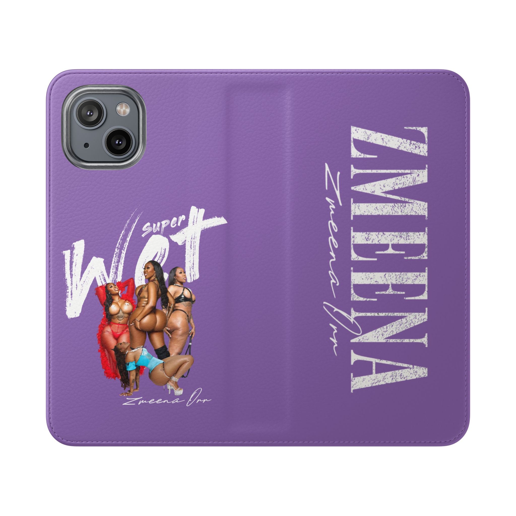 Purple Personalized Flip Phone Case – "Super Wet" Graphic & Name (Tamena)