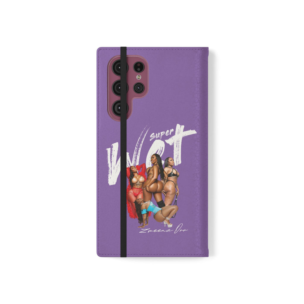 Purple Personalized Flip Phone Case – "Super Wet" Graphic & Name (Tamena)