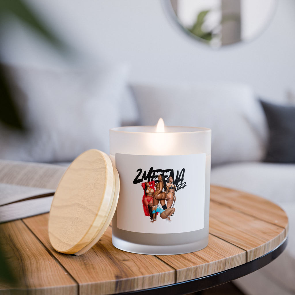 Frosted Glass Candle — Bold Pinup Illustration Scented Soy Candle, 11oz