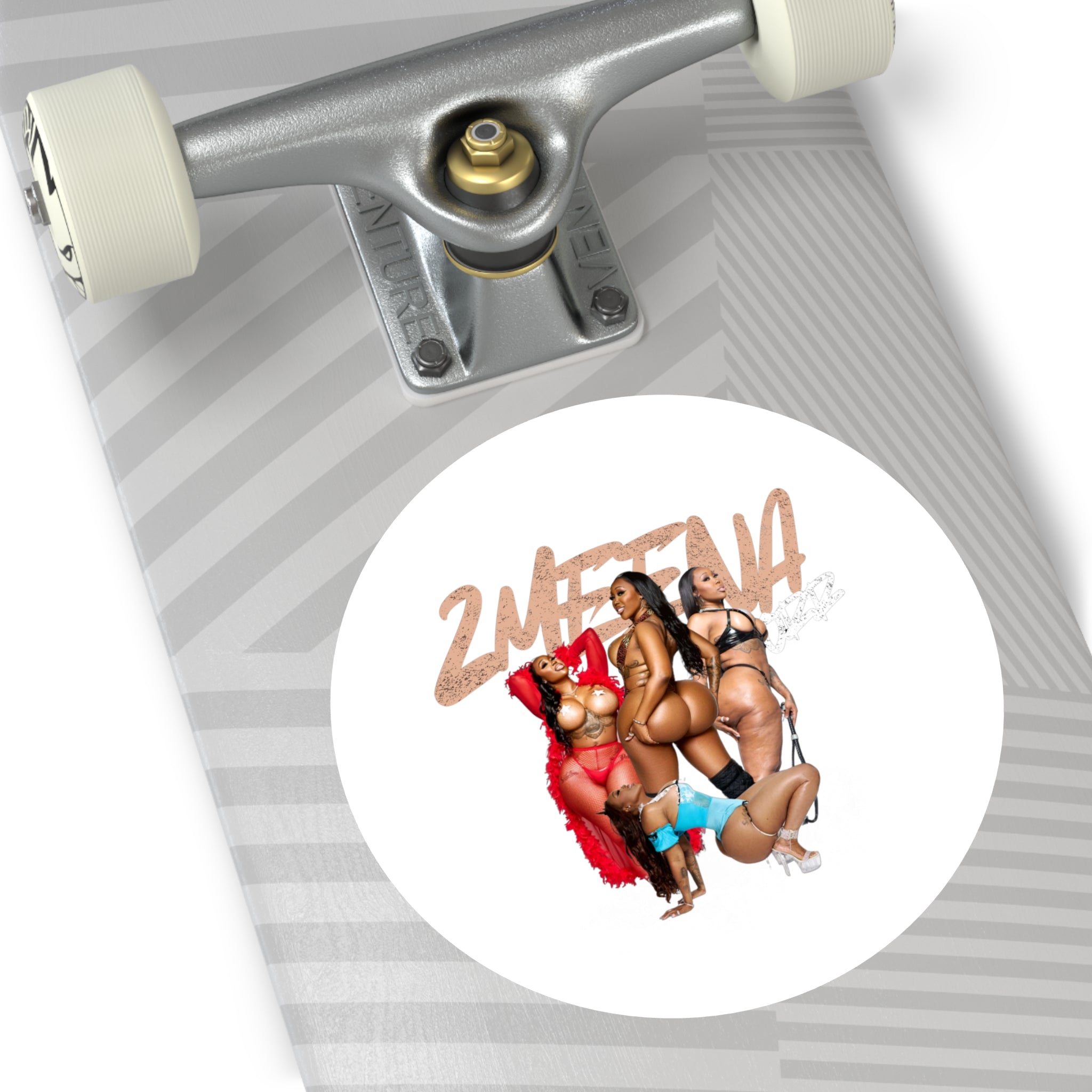 Round Vinyl Sticker — 2METINA Pin-Up Baddie Crew Graphic