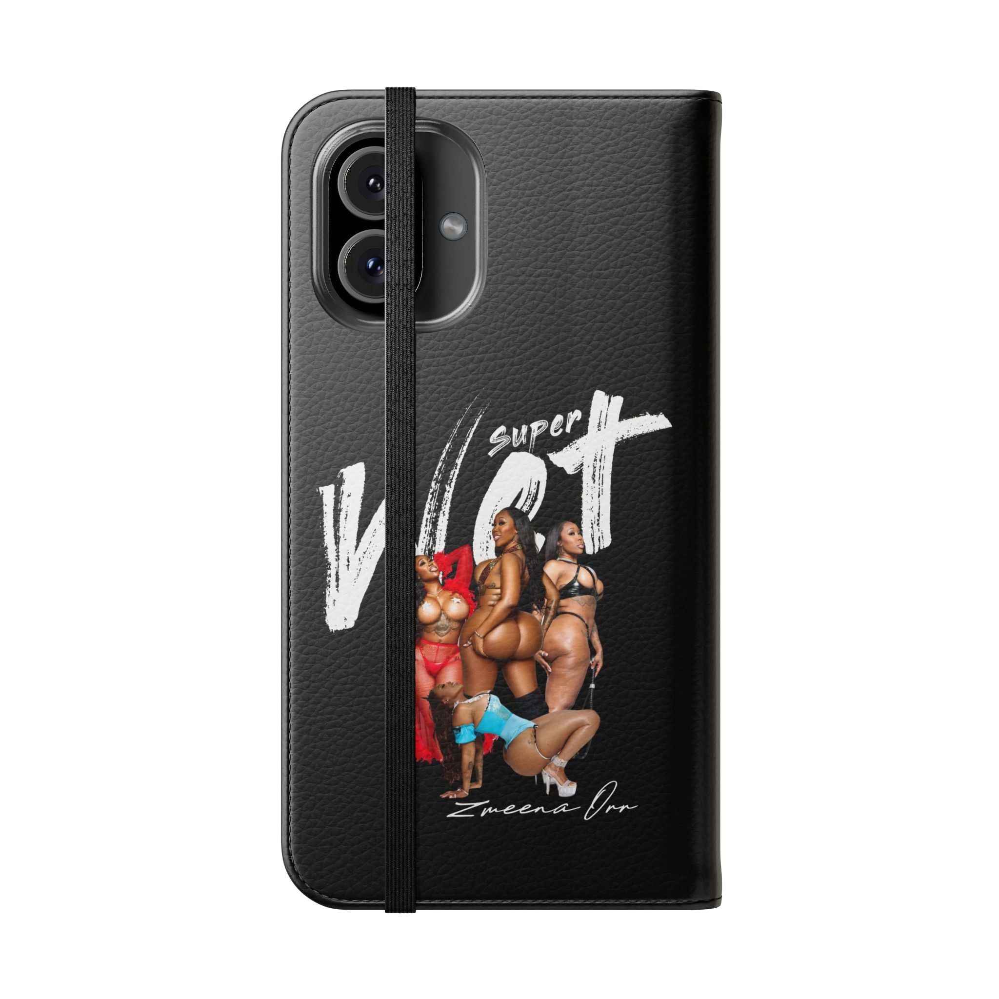 Black Personalized Flip Phone Case – "Super Wet" Graphic & Name (Tamena)
